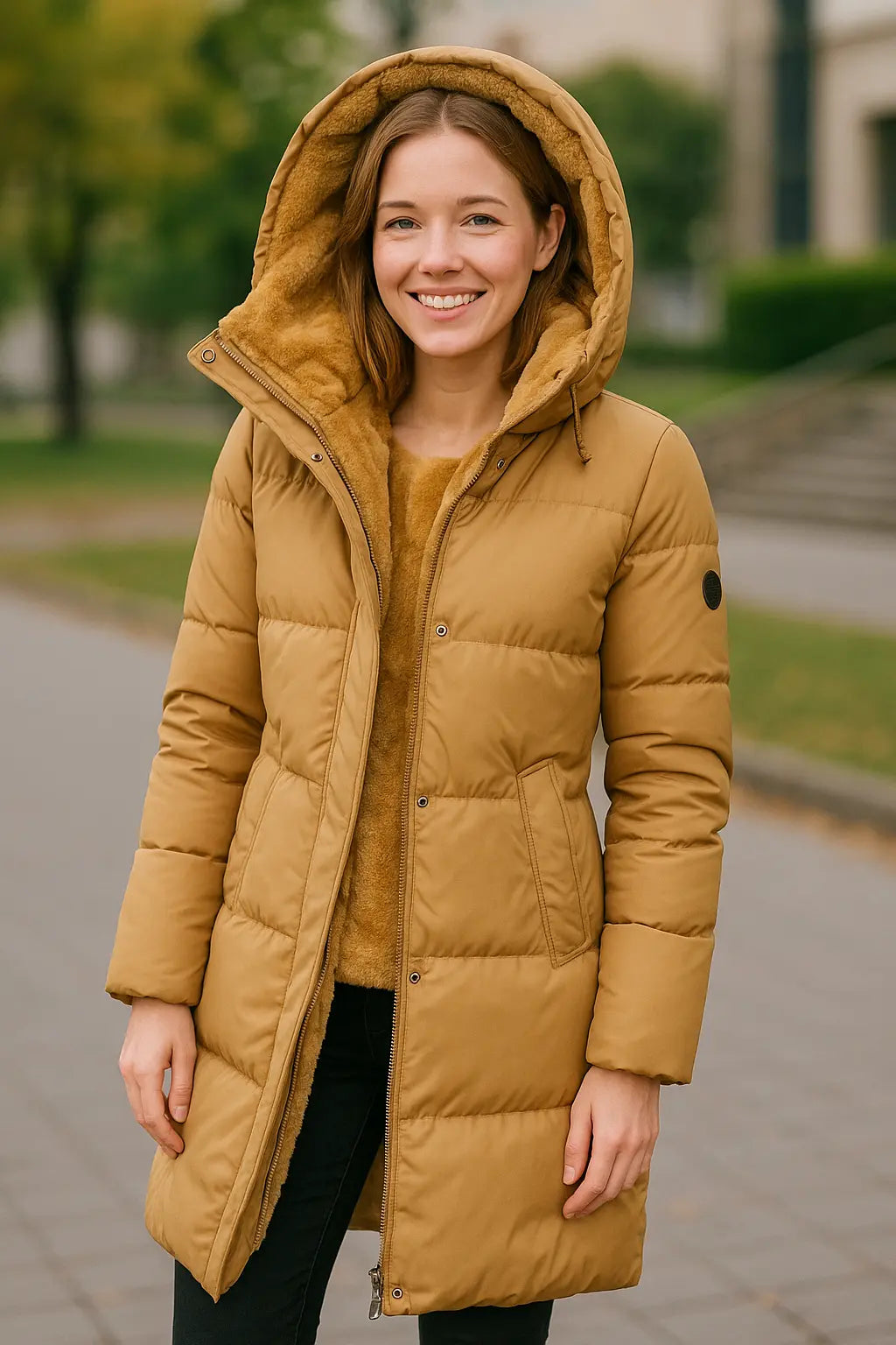 Dameswinterjas Met Capuchon, Dikke Warme Lange Jas, Elegante Gevoerde Bovenkleding | VIQA VIQA© NEDERLANDKaki / 2XL
