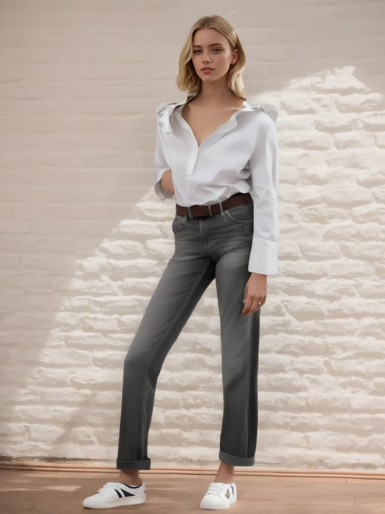 Damesjeans Met Mid Waist Retro Multipocke VIQA© NEDERLANDGrijs-XXL