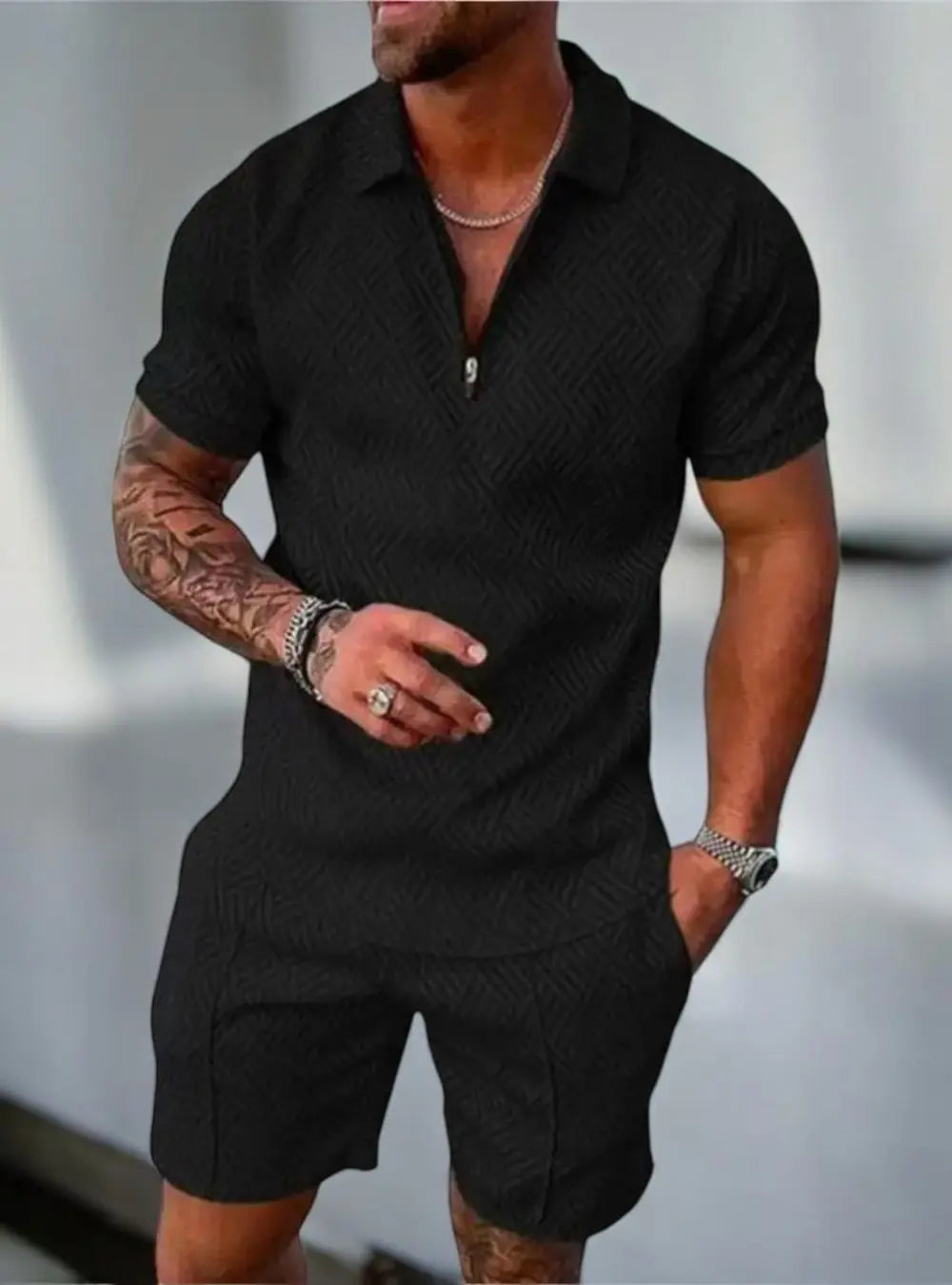 Jimmie Heren Zomer Overhemd En Broek Set VIQA© NEDERLANDZwart-XL