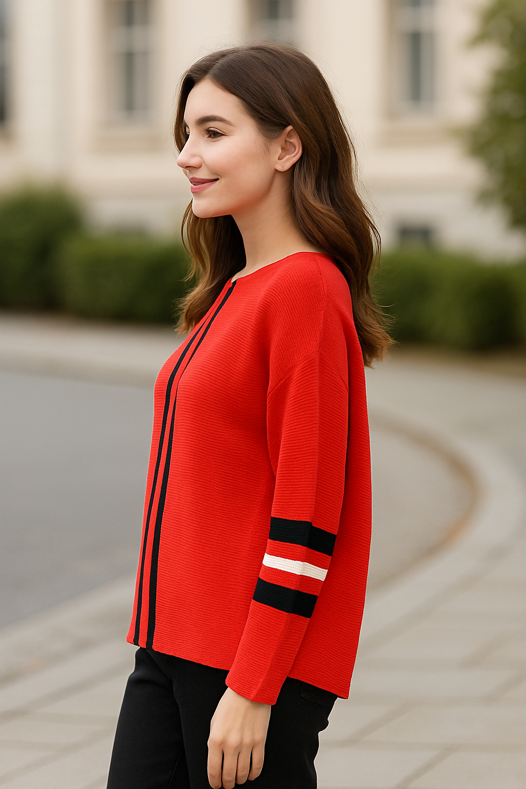 Verticale Streep Trui Voor Dames, Losvallende Korte Mouw Casual Top | VIQA VIQA© NEDERLAND