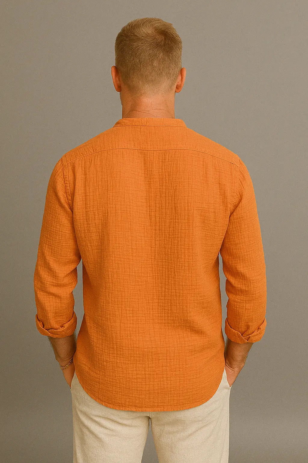 Steven Heren Oranje T Shirt Met Lange Mouwen VIQA© NEDERLAND