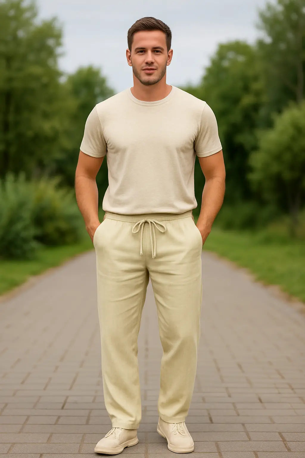 Heren Zomerbroek, Lichtgewicht Casual Broek Met Trekkoord En Rechte Pijpen | VIQA VIQA© NEDERLAND