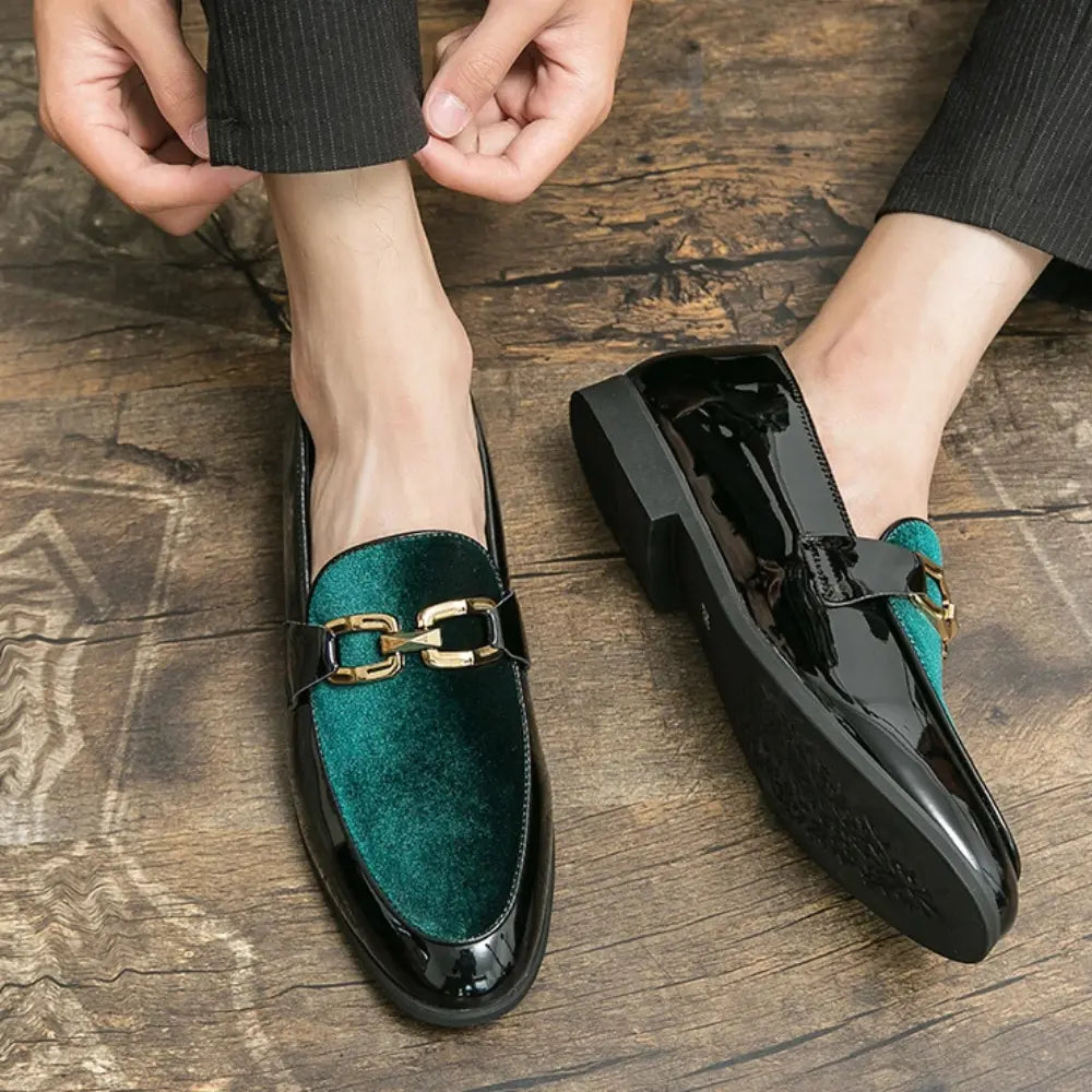 Professioneel Heren Leren Geklede Slip In Schoenen VIQA© NEDERLANDGroen-48