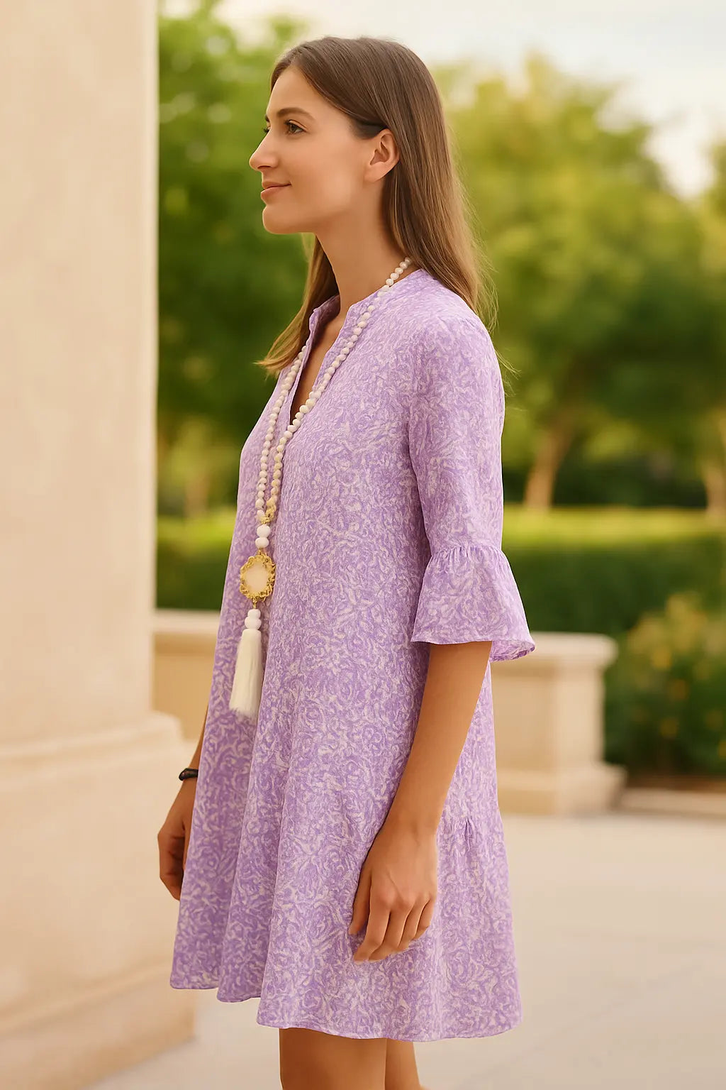 Dames Boho Mini Jurk, V-hals A-Line Pullover, Uitlopende Mouwen Herfst Casual Jurk | VIQA VIQA© NEDERLAND