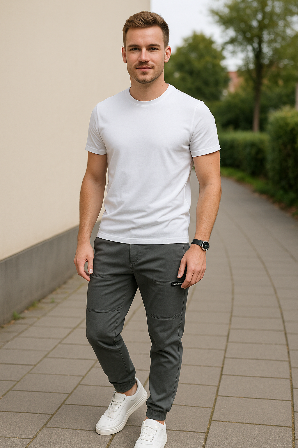 Heren Skinny Cargobroek Met Hoge Stretch, Casual Joggingbroek Met Meerdere Zakken Voor Buiten | VIQA VIQA© NEDERLAND