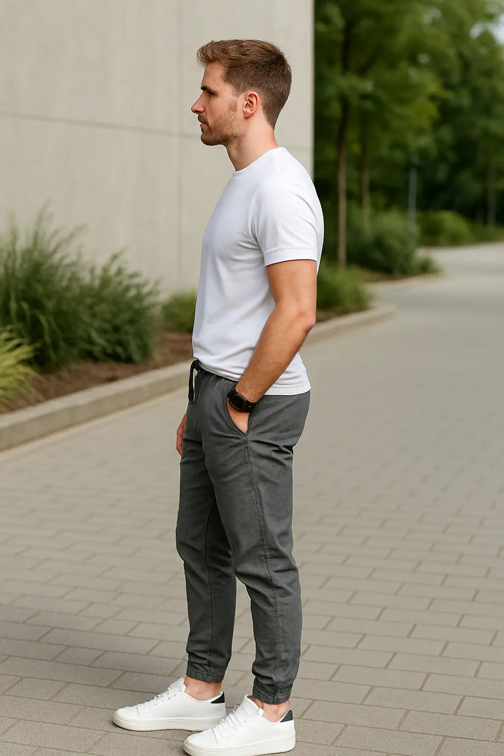 Heren Slim Pasvorm Werkbroek, Casual Broek Met Manchetten, Trendy Streetwear | VIQA VIQA© NEDERLAND