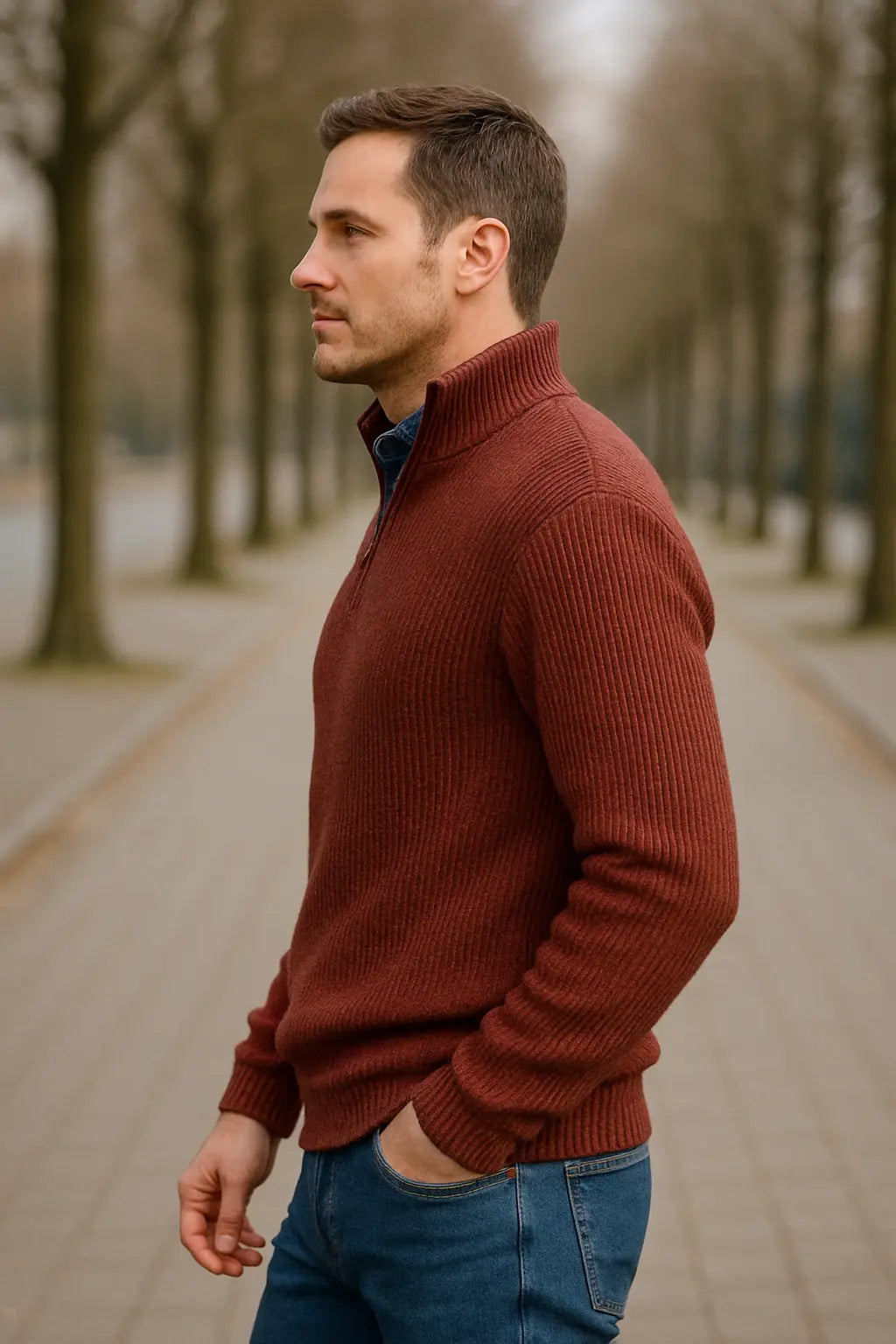 Heren Trui Met Ritskraag, Retro Losvallende Gebreide Trui, Comfortabele Casual Trui Voor Herfst En Winter | VIQA VIQA© NEDERLAND