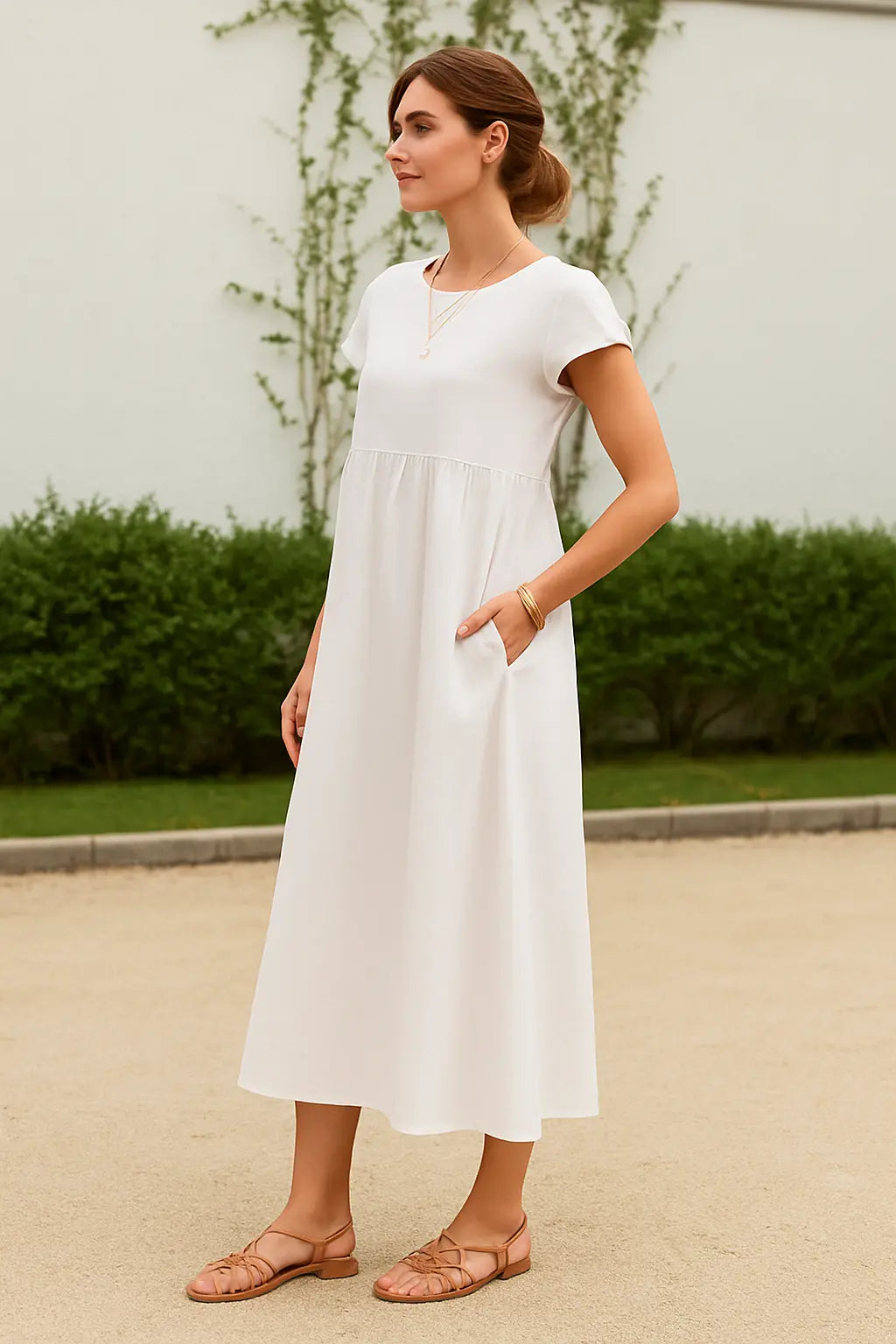 Dames Maxi Jurk, Elegante Korte Mouwen Zomer Lange Jurk Met Zakken | VIQA VIQA© NEDERLAND