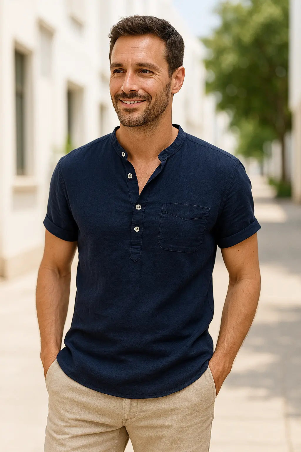 Heren Zomer Linnen T-Shirt, Korte Mouw Ademend Casual Shirt, Lichtgewicht Dagelijks Dragen | VIQA VIQA© NEDERLAND