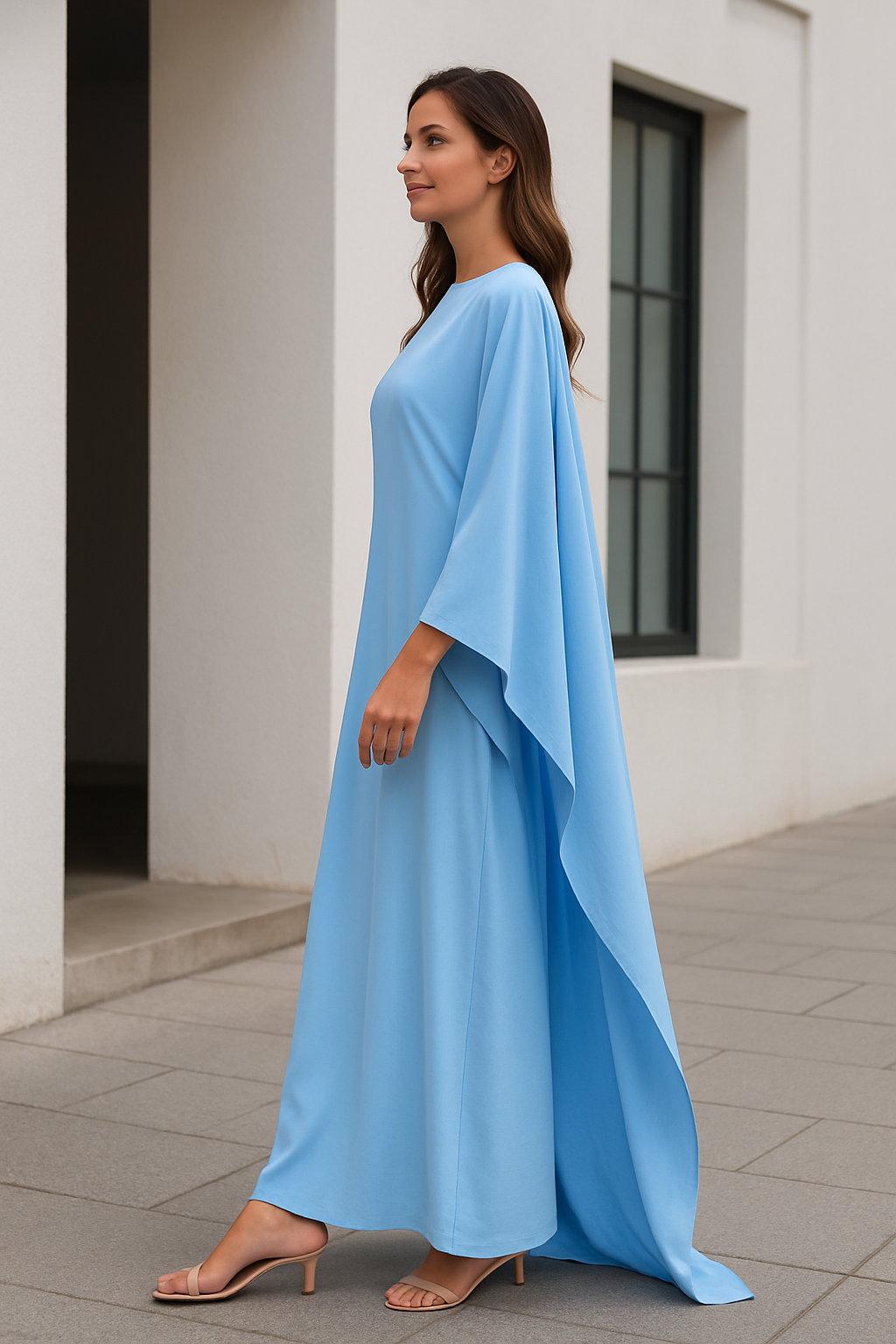 Satijnen Maxi Jurk Voor Dames, Elegante Losse Pasvorm Ronde Hals Vleermuismouwen Herfstfeest Abaya Robe | VIQA VIQA© NEDERLAND