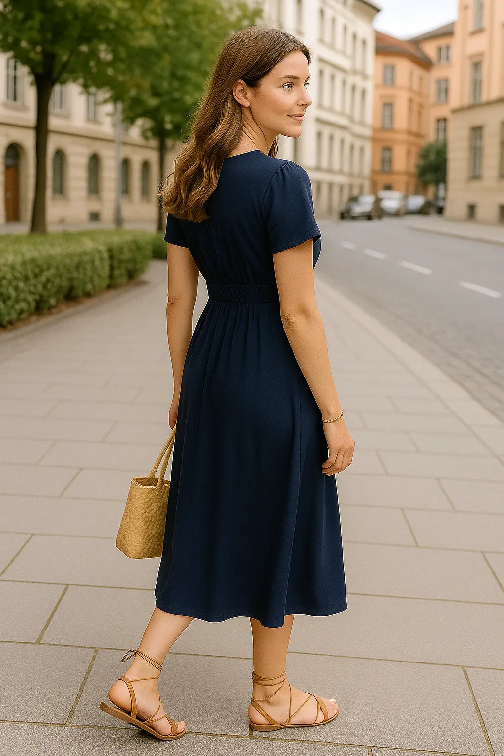 Dames Elegante Maxi Jurk, V-Hals Korte Mouw Effen Zomer Lange Strand Jurk | VIQA VIQA© NEDERLAND