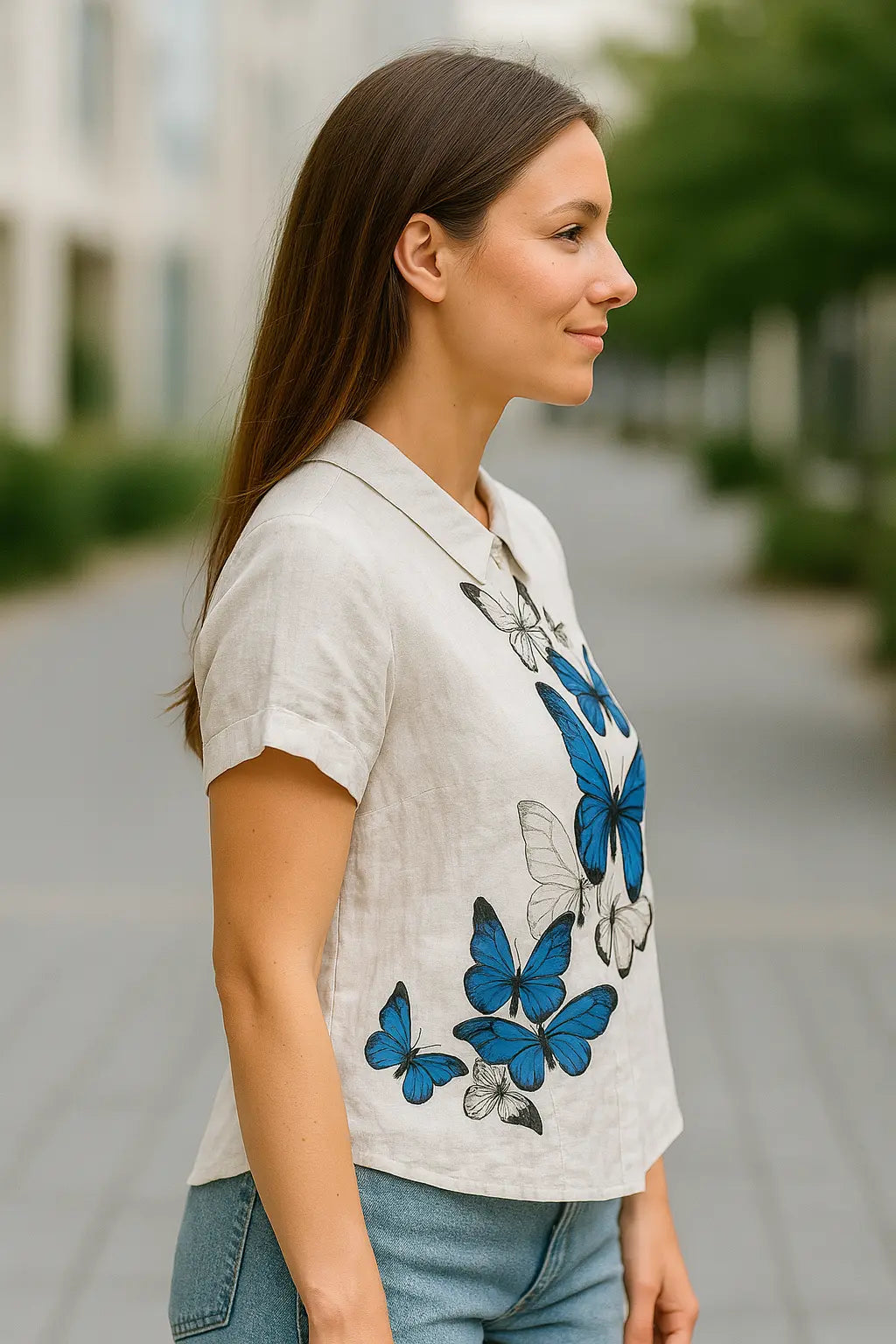 Dames Linnen Bloemen Shirt, Lichtgewicht Korte Mouw Kap Blouse Met Print, Casual Top | VIQA VIQA© NEDERLAND