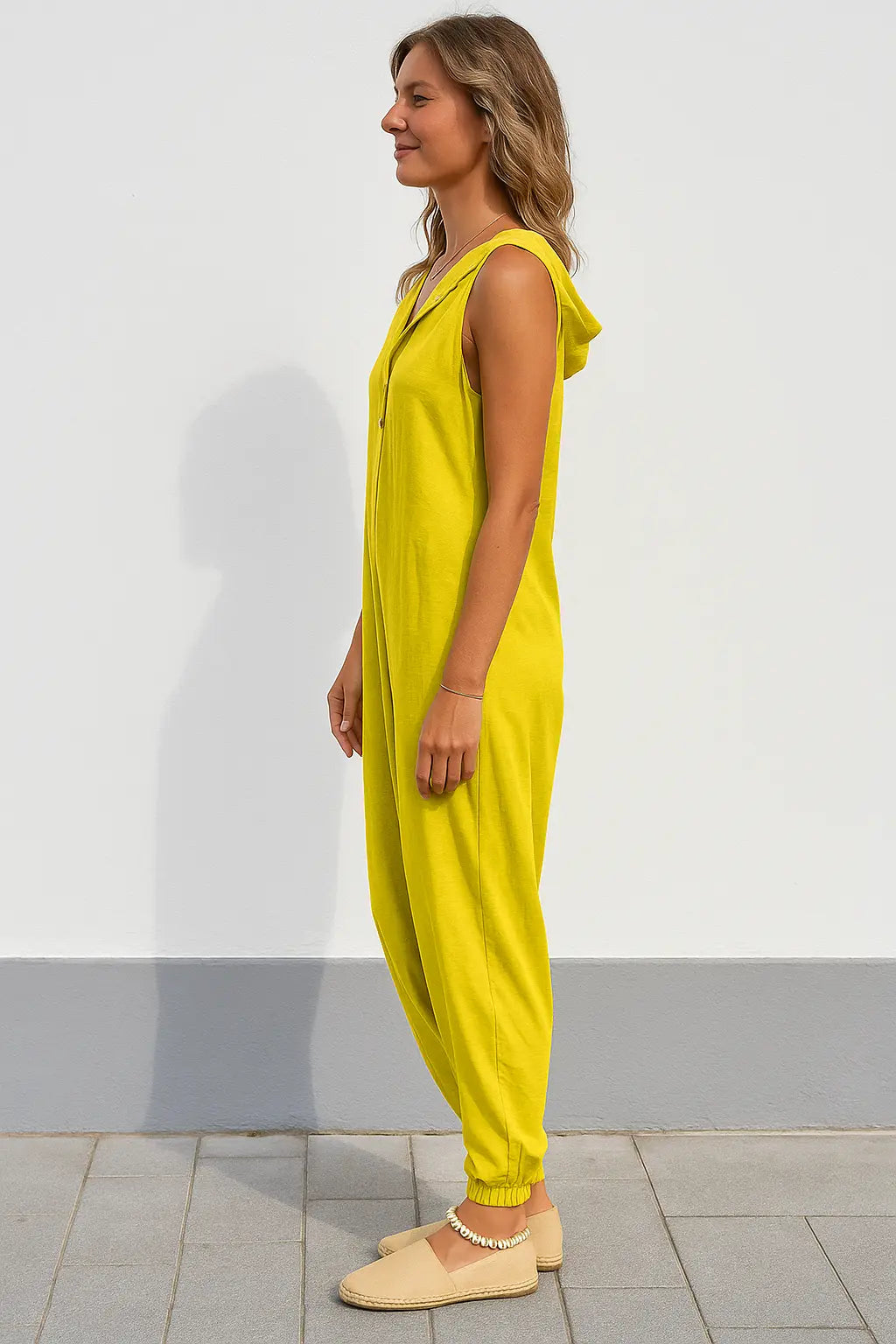 Mouwloze Jumpsuit Met Capuchon, Losjes Vallende Baggy Broek Met Knopen En Zakken, Zomers Vrijetijdspak | VIQA VIQA© NEDERLAND