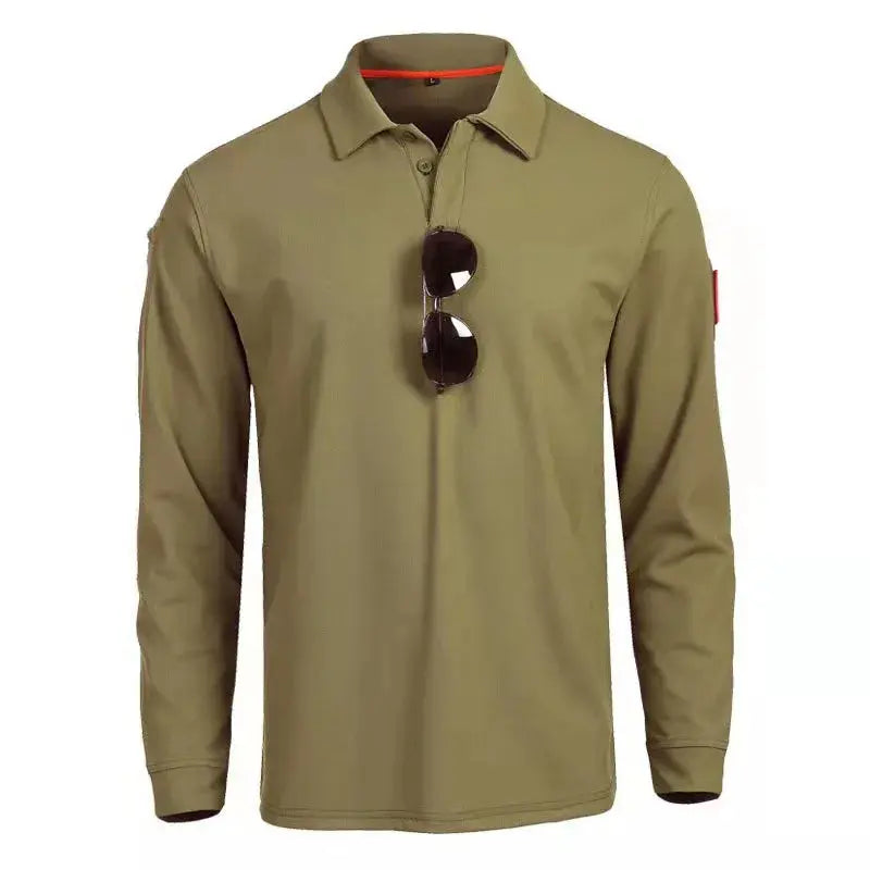 Geborduurd Tactisch Poloshirt Met Lange Mouwen Voor Heren VIQA© NEDERLANDKhaki-4XL