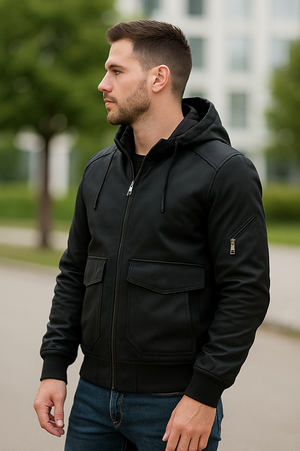 Leren Motorjack Voor Heren, Dikke Motorjas Met Afneembare Capuchon, Casual Winterkleding | VIQA VIQA© NEDERLAND