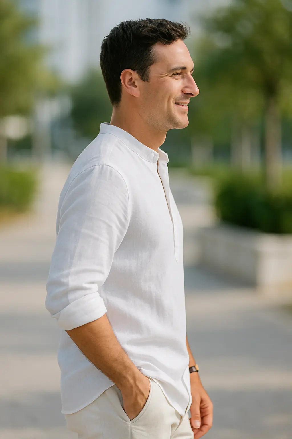 Heren Linnen Shirt Met Lange Mouwen, Ademende Casual Katoen Mix Effen Kleur Top | VIQA VIQA© NEDERLAND