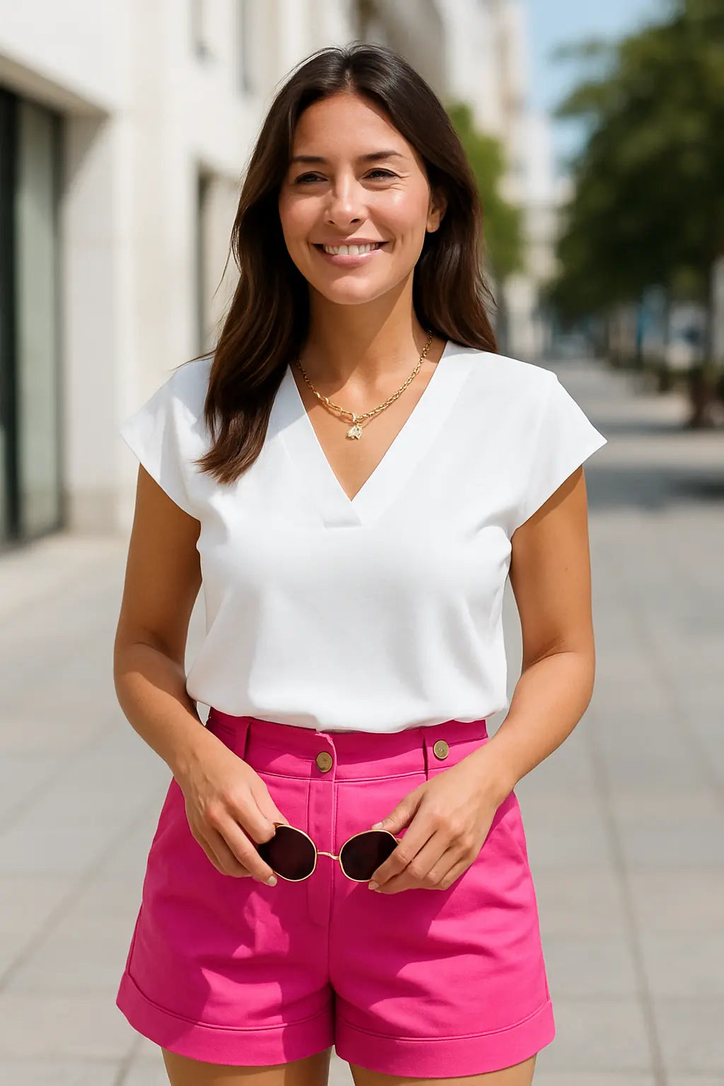 Dames Zomer Geplooide Blouse, Korte Mouwen Patchwork Slim Pasvorm Overhemd, Chique Casual Werkkleding | VIQA VIQA© NEDERLAND