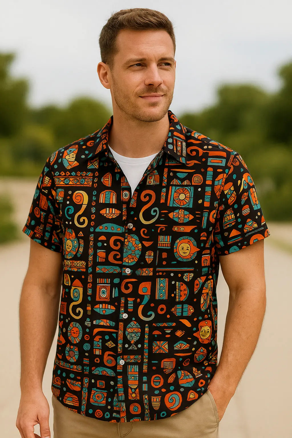 Heren Zomer Overhemd, Etnische Stijl Korte Mouwen Casual Loszittend Ademend Hawaiiaans Overhemd | VIQA VIQA© NEDERLAND