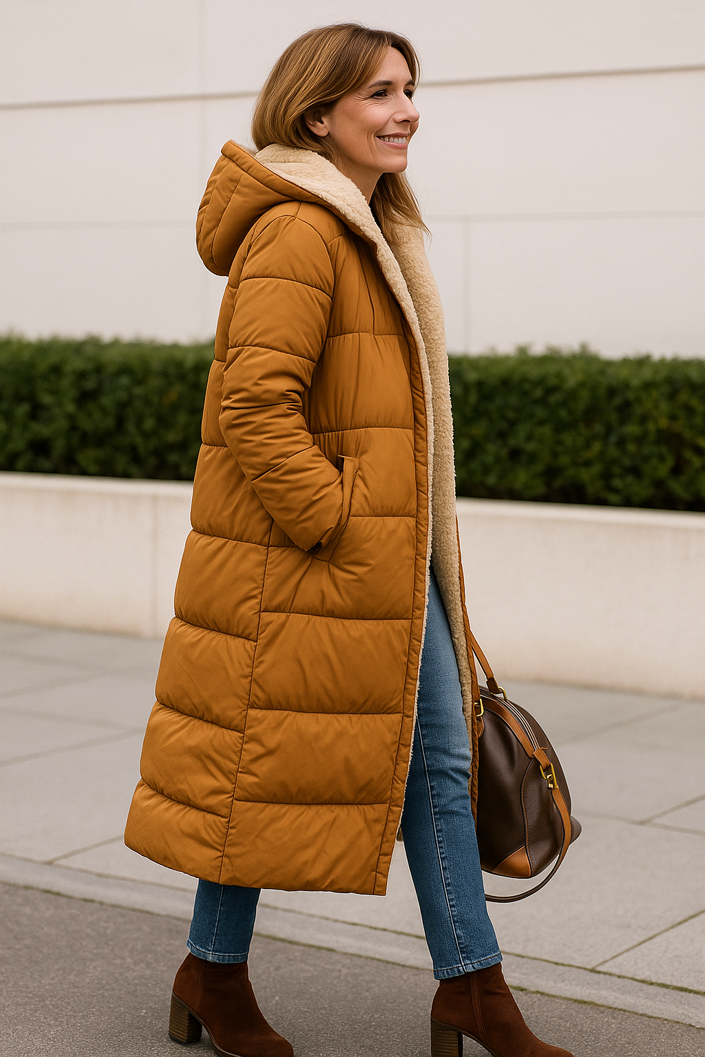 Dubbelzijdige Jas Met Capuchon Voor Dames, Lange Trendy Winterjas Voor Woon-Werkverkeer | VIQA VIQA© NEDERLAND