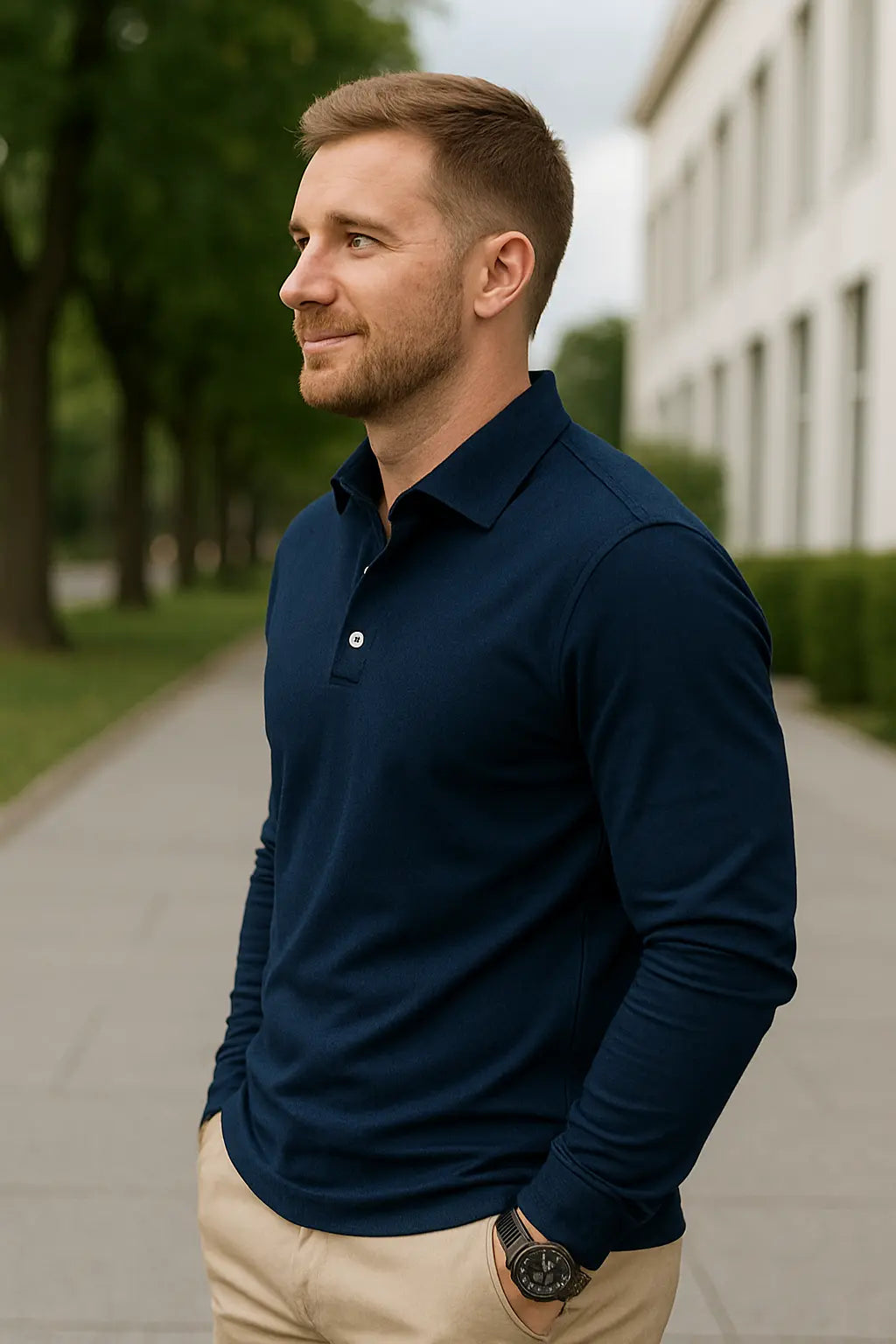 Effen Poloshirt Voor Heren, Aakelijke Casual Top Met Lange Mouwen, Reis- En Outdoor Vrijetijdskleding | VIQA VIQA© NEDERLAND