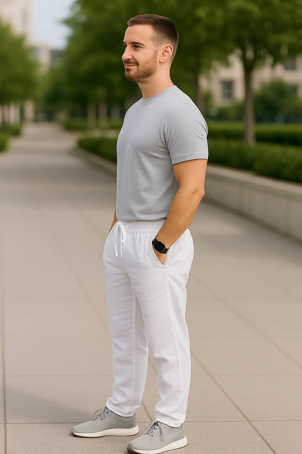 Heren Linnen Broek, Ademende Slim Pasvorm Broek, Casual Effen Kleur Casual Kleding | VIQA VIQA© NEDERLAND