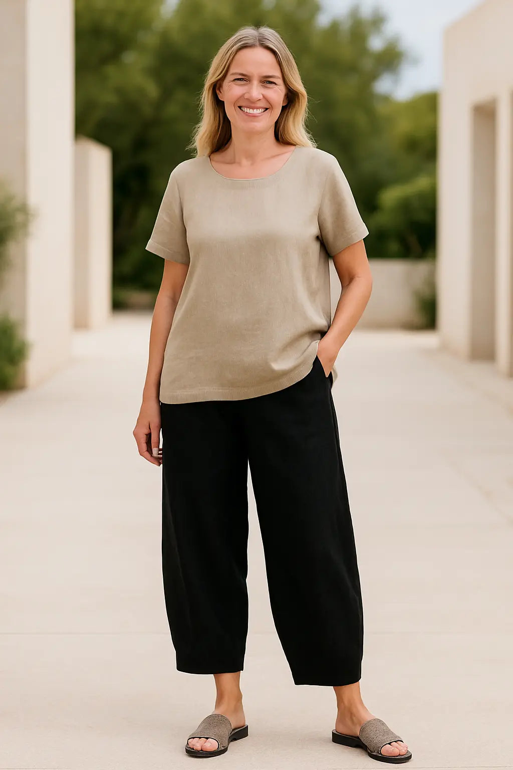 Broek Met Wijde Pijpen Voor Dames, Elastische Broek Met Hoge Taille, Zomerse Casual Broeken | VIQA VIQA© NEDERLAND