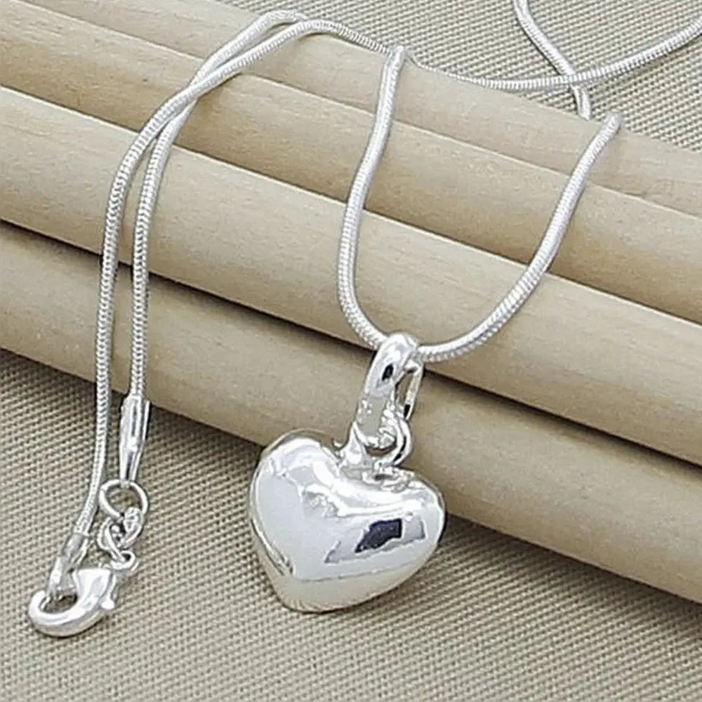 925 Sterling Zilveren Massief Hart Ketting Slangenketting Voor Dames VIQA© NEDERLAND