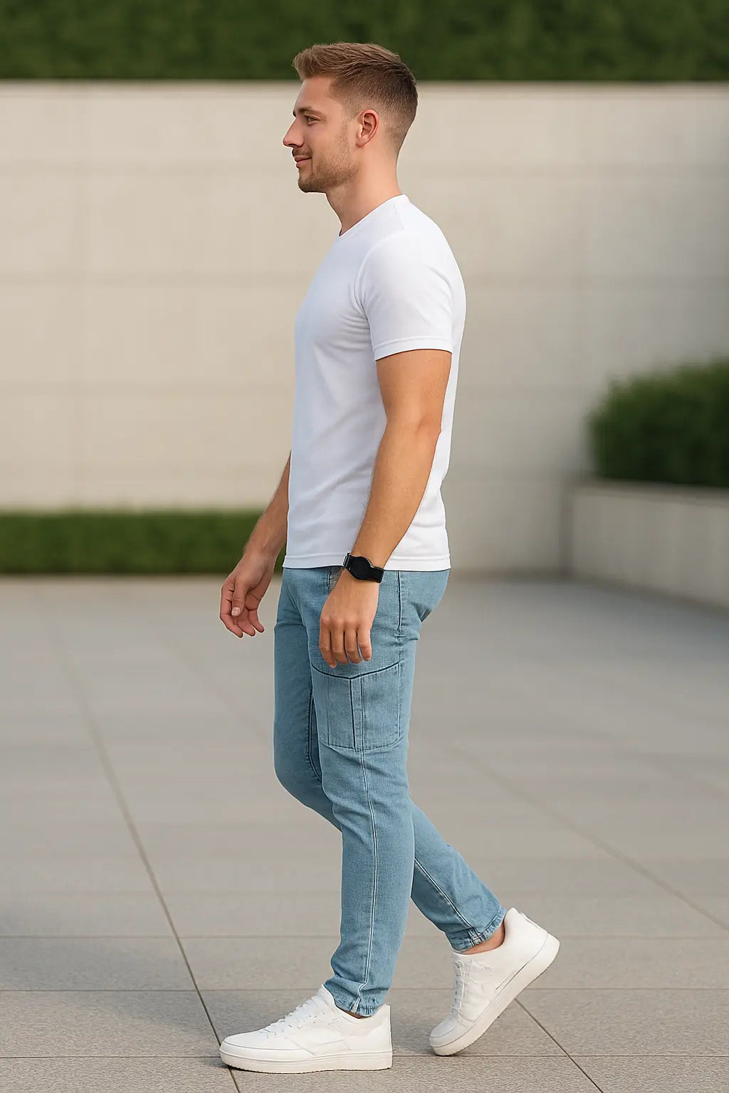 Heren Denim Cargo Jeans, Slim Fit Elastische Midden Taille Meerdere Zakken Casual Streetwear Broek | VIQA VIQA© NEDERLAND