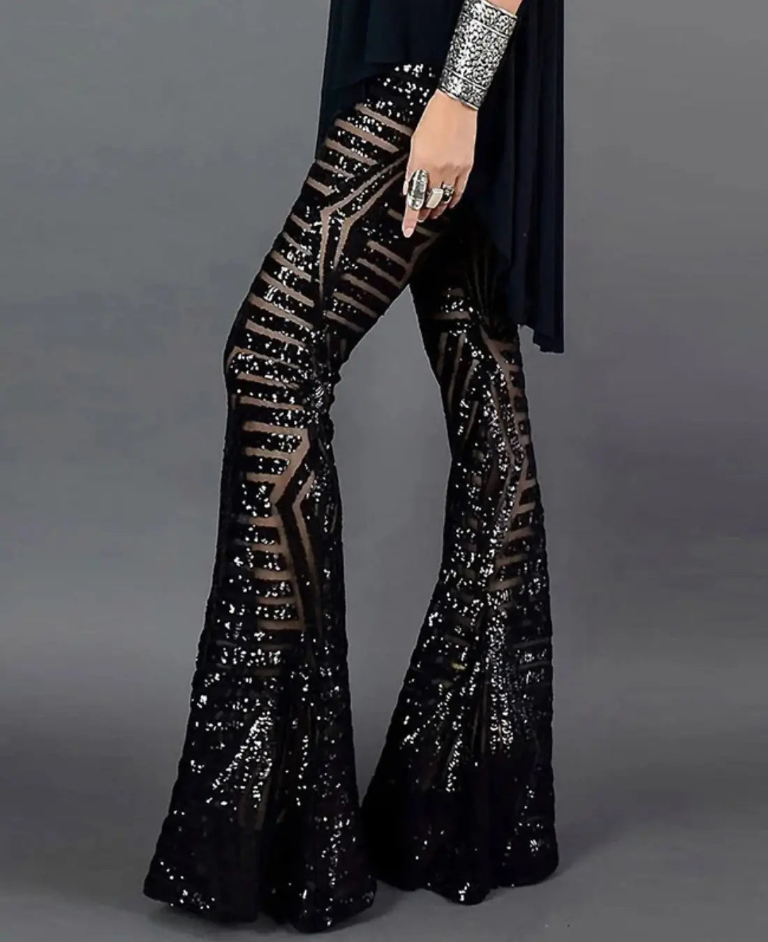 Zomerse Glitter Broek Voor Dames VIQA© NEDERLANDZwart-2XL