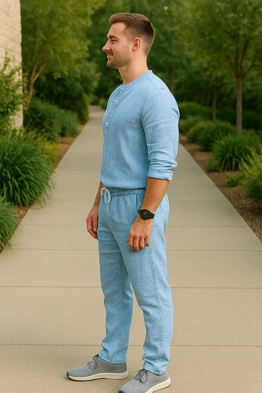 Linnen Herenbroek, Zomerse Ademende Casual Broek, Effen Kleur, Elastische Taille VIQA VIQA© NEDERLAND