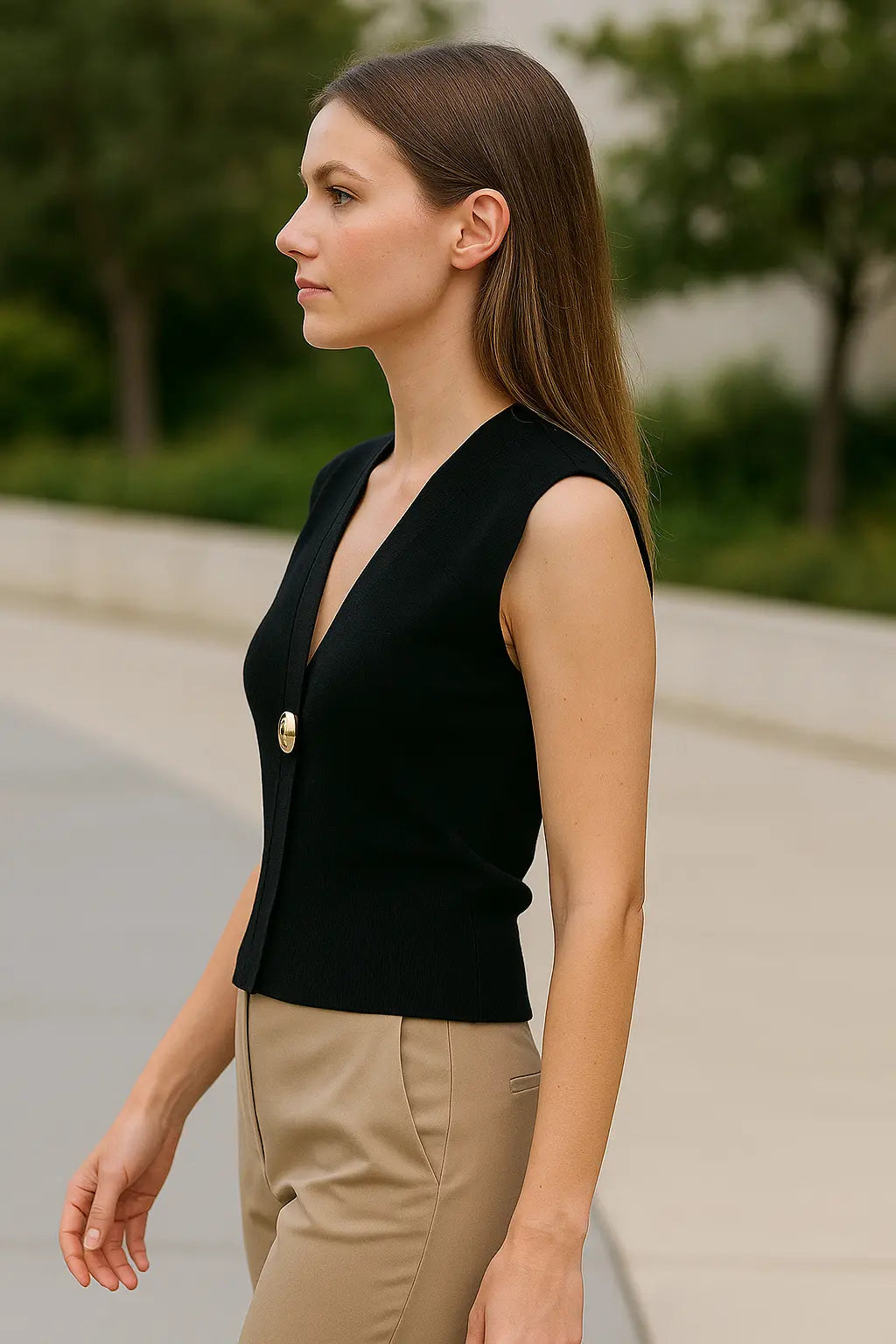 Dames V-hals Gebreide Tanktop, Effen Kleur Zomer Mouwloos Shirt | VIQA VIQA© NEDERLAND