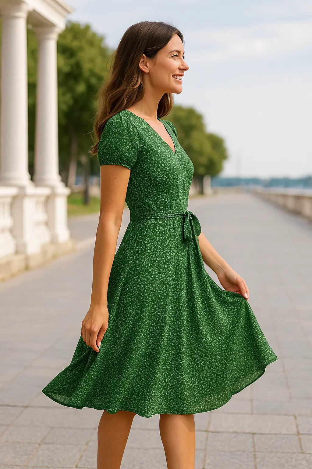 Dames Bloemen Mini Jurk, Zomer V-Hals Korte Mouw Sexy Stip Print Knie-Lengte | VIQA VIQA© NEDERLAND