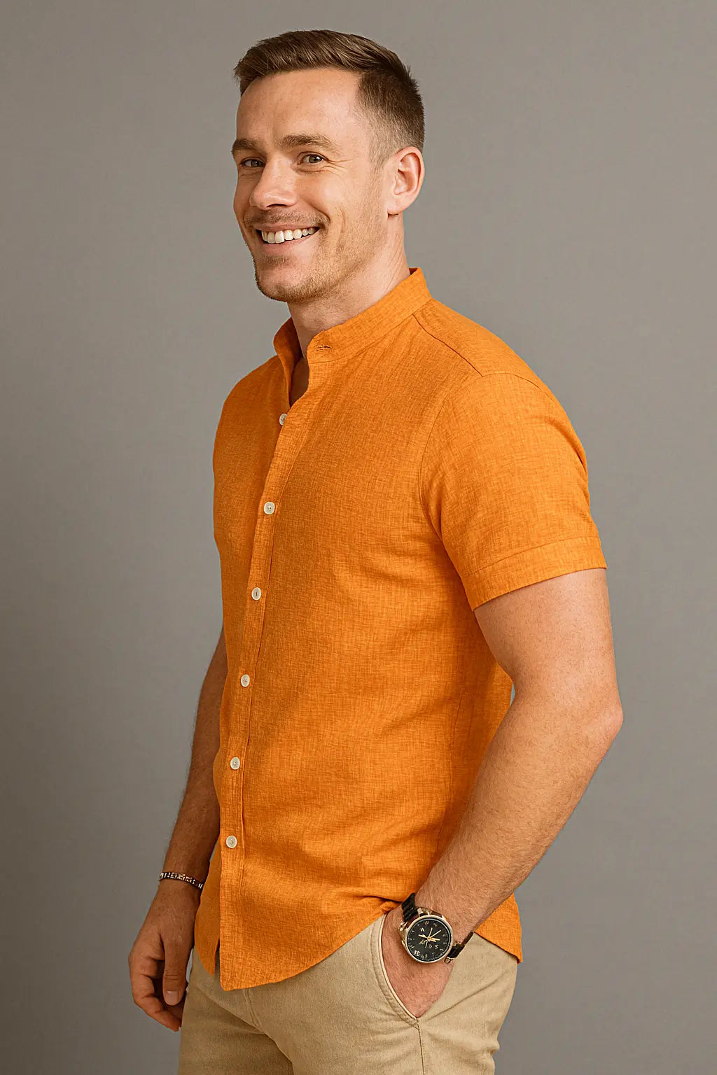 Vince Casual Oranje T Shirt Heren Met Korte Mouwen VIQA© NEDERLAND