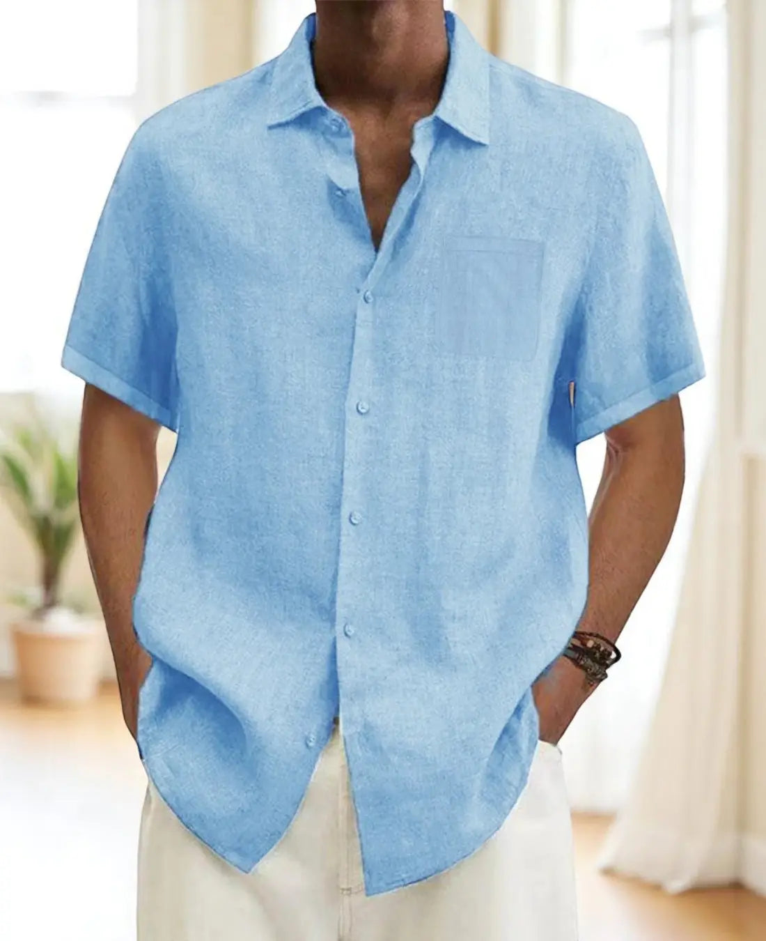 Heren Casual Linnen Zomerpolo Met Korte Mouwen VIQA© NEDERLANDBlauw-2XL