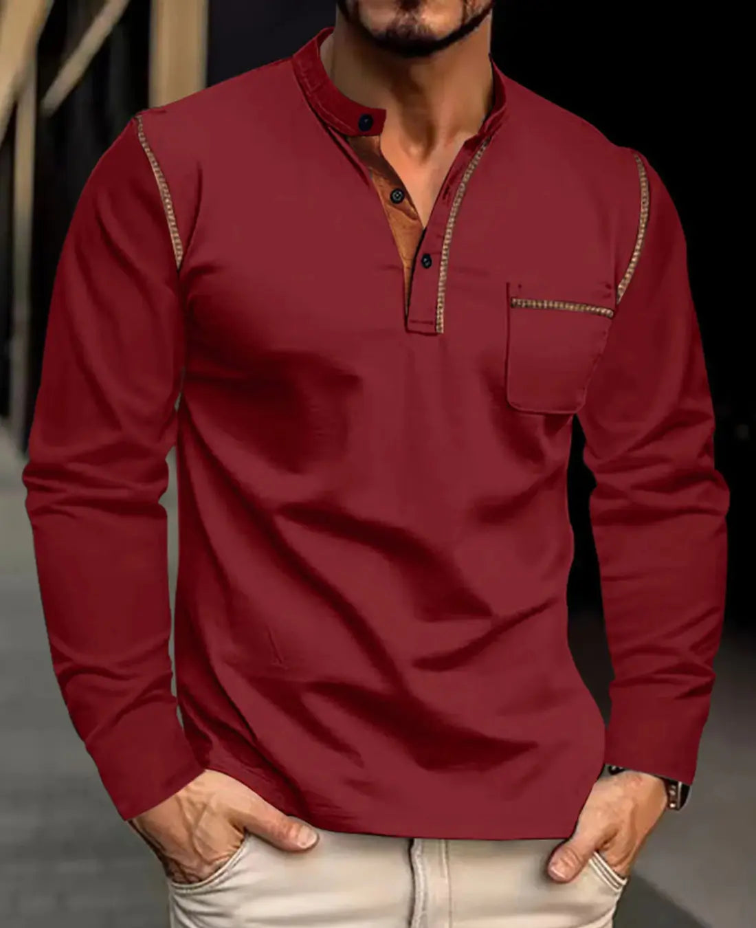 Heren Casual Ademend Linnen Poloshirt VIQA© NEDERLANDRood-2XL