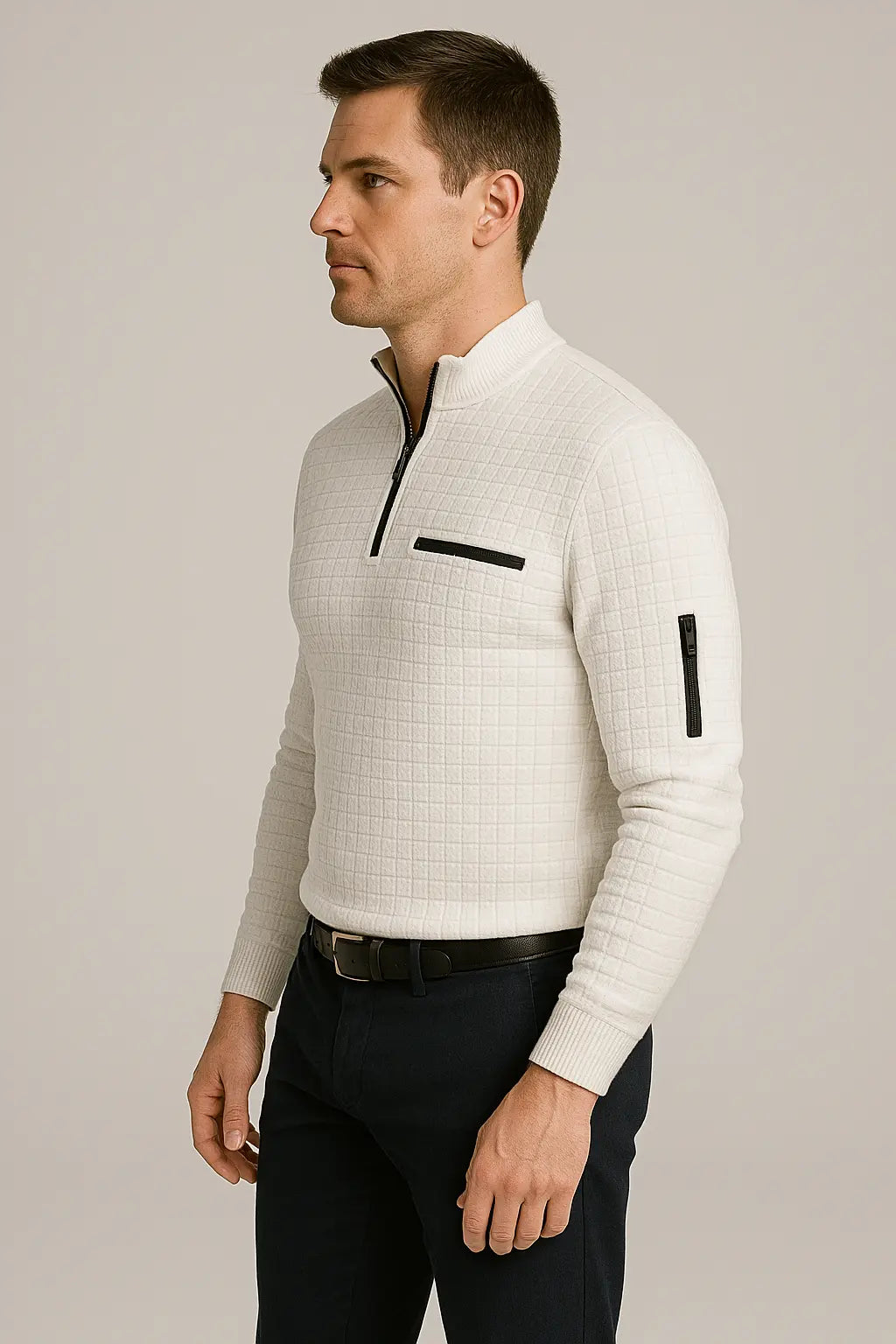 Caden Kwart Rits Heren Trui Met Lange Mouwen VIQA© NEDERLAND