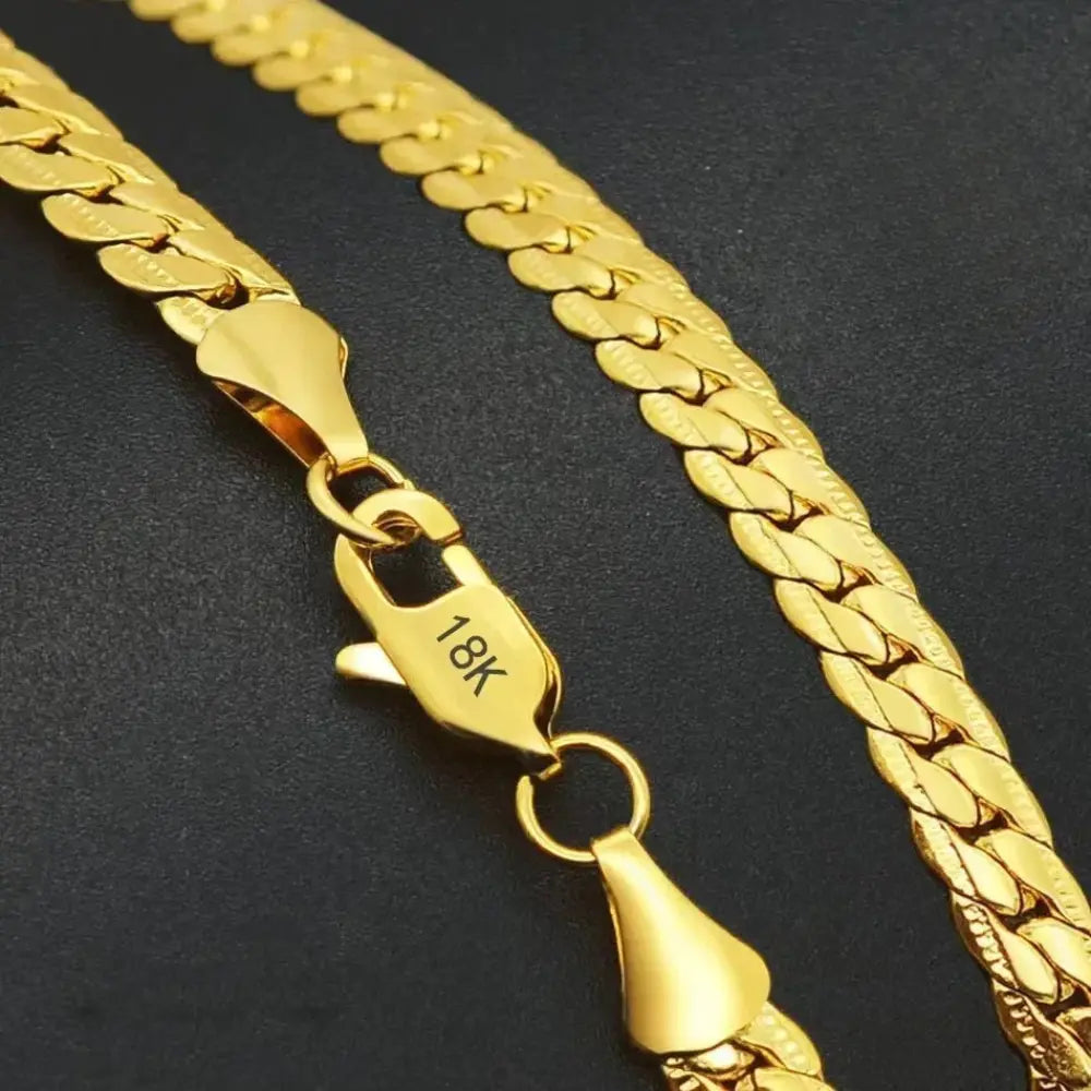 Unisex Vlekstaal 5MM 18K Geplateerde Ketting VIQA© NEDERLAND