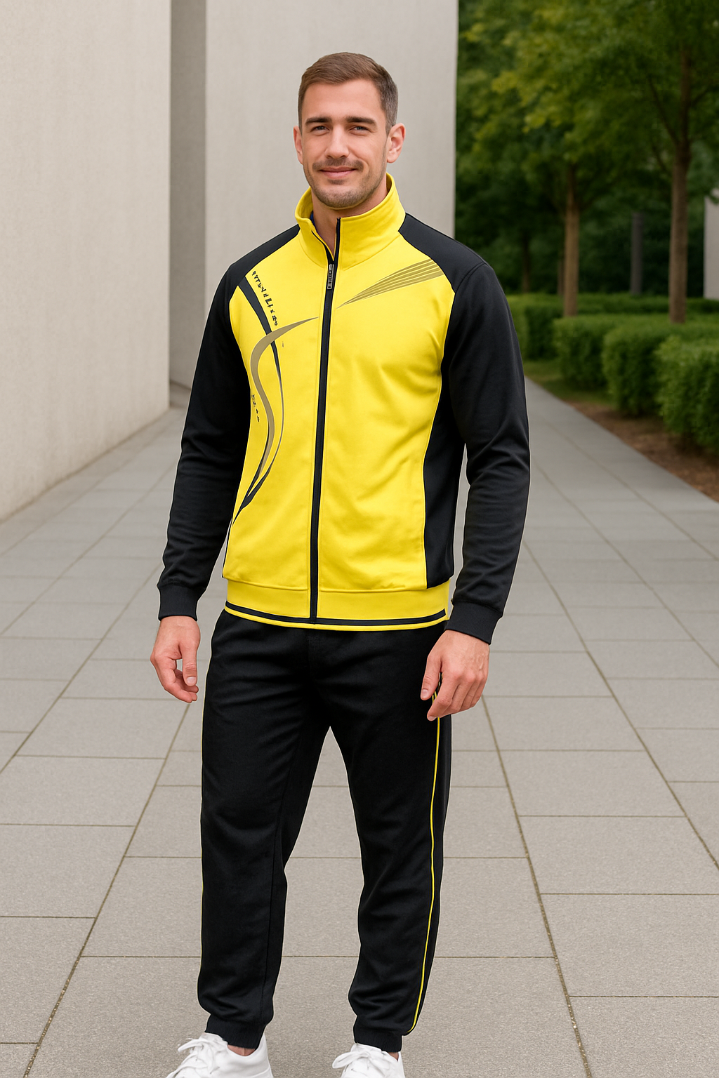 Heren Sportkleding Set, Twee-Delige Jas Met Rits En Broek, Casual Print Jogging Sport Outfit | VIQA VIQA© NEDERLAND
