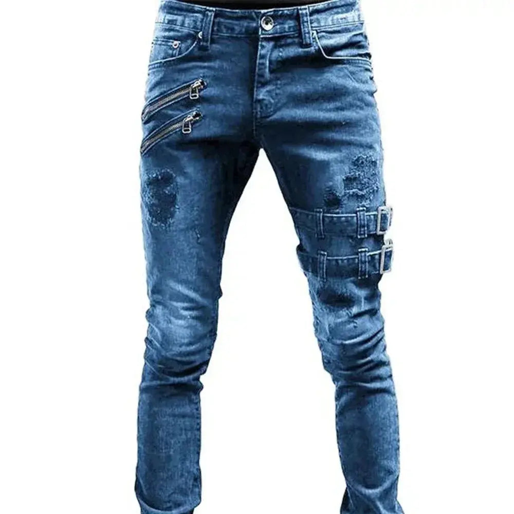 Heren Streetwear Skinny Jeans Met Gespen VIQA© NEDERLANDBlauw-3XL