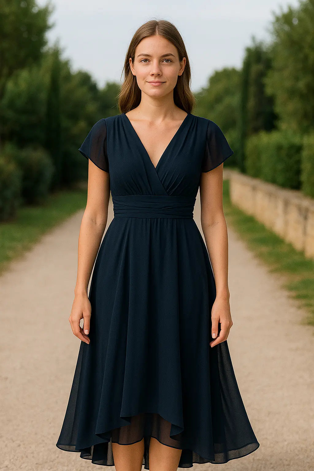 Dames Zomer Chiffon Maxi Jurk, V-Hals Hoge Taille Los Fit, Lichtgewicht Elegante Lange Jurk | VIQA VIQA© NEDERLAND