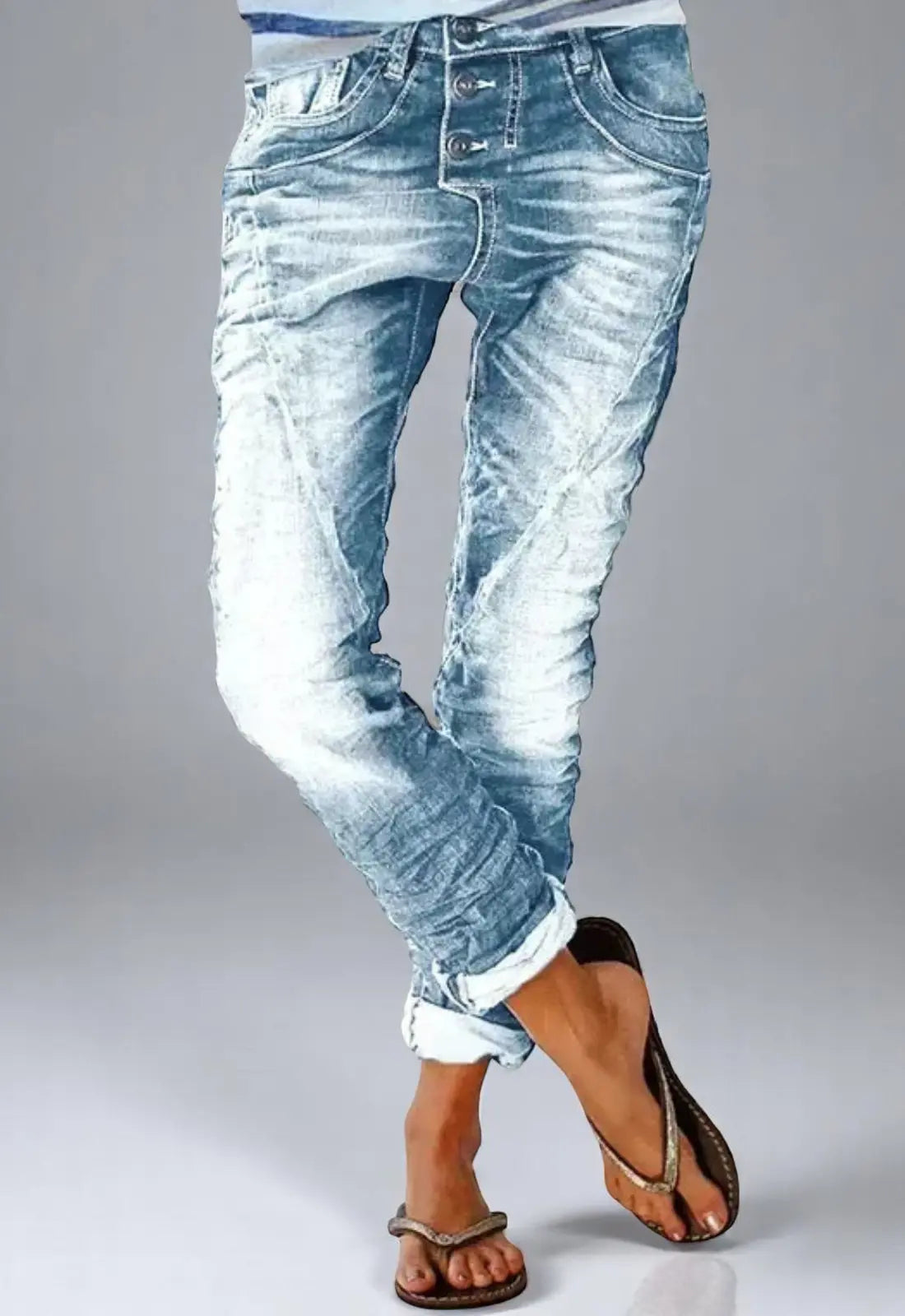 Dames Denim Jeans Met Hoge Taille VIQA© NEDERLANDLichtblauw-2XL