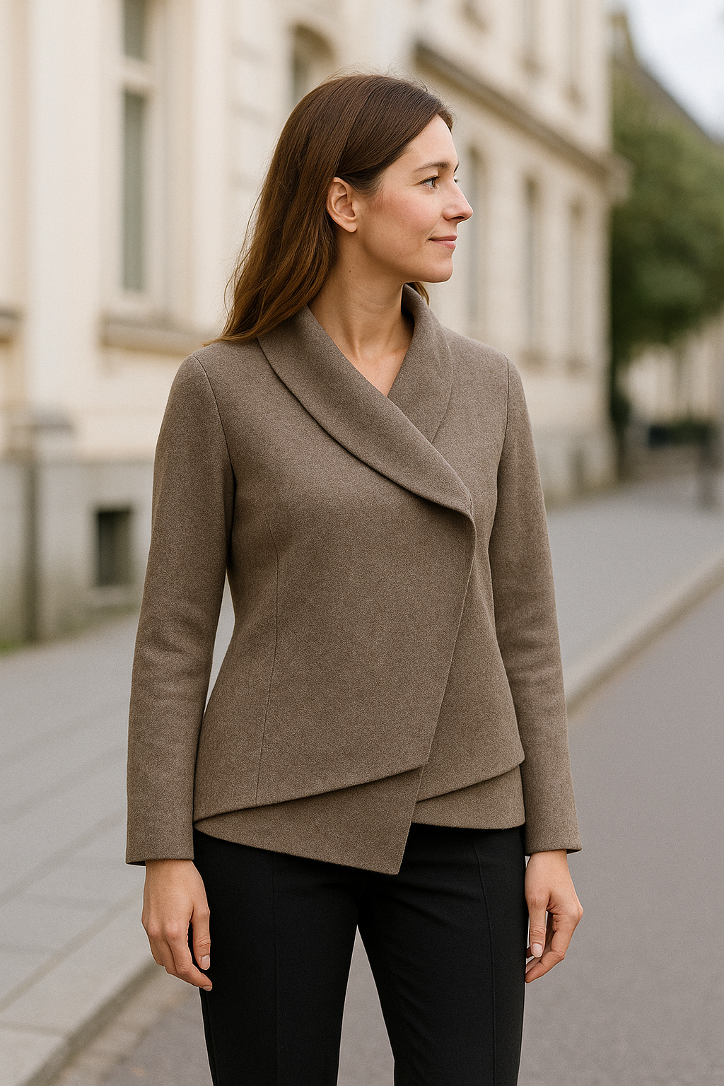 Elegante Dames Vest, Jas Met Lange Mouwen En Sjaal, Warm Herfst- En Winter Model Voor Woon-Werkverkeer | VIQA VIQA© NEDERLAND