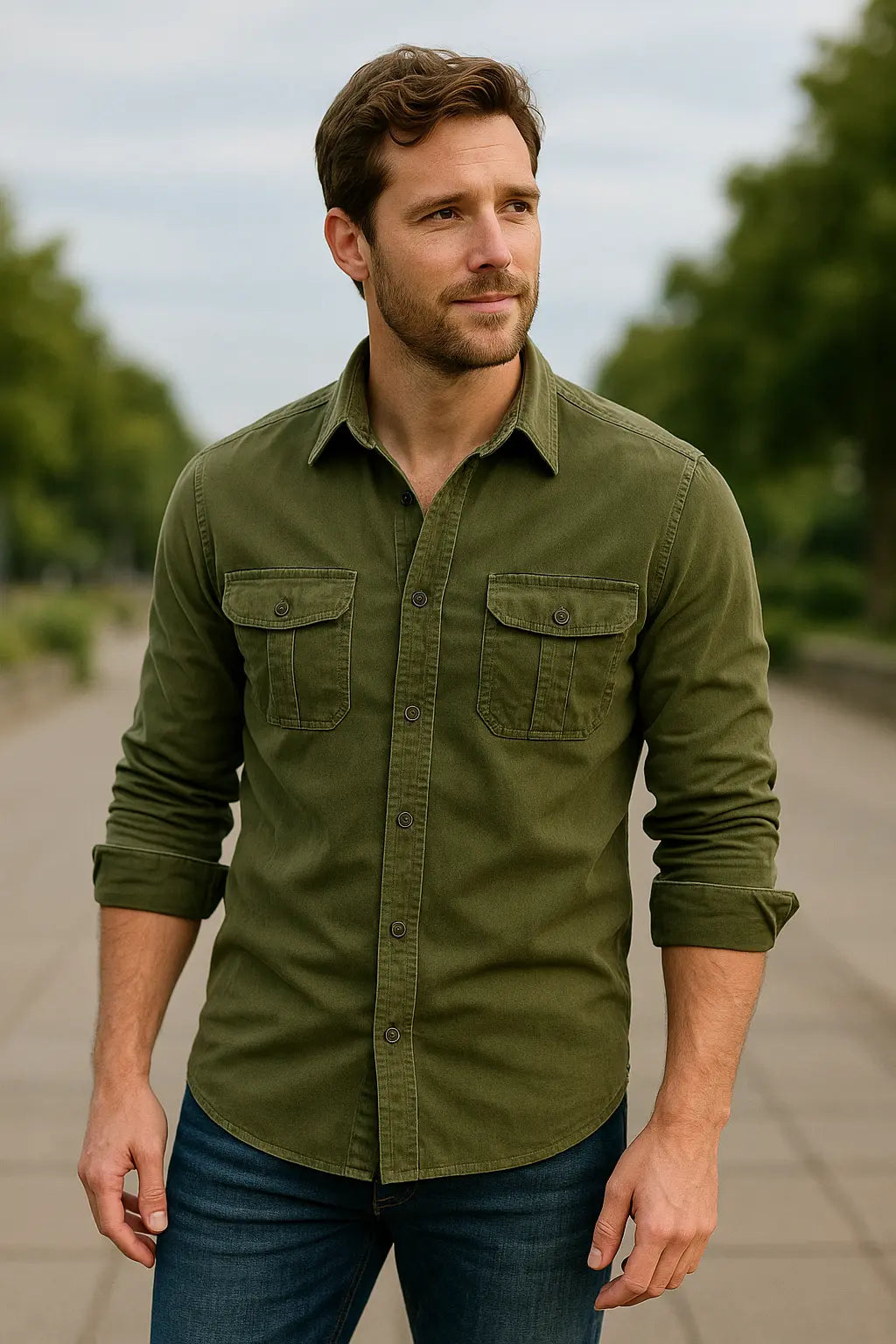 Heren Corduroy Overhemd, Lange Mouw Slim Pasvorm, Effen Kleur Zakelijk Casual Wear | VIQA VIQA© NEDERLAND