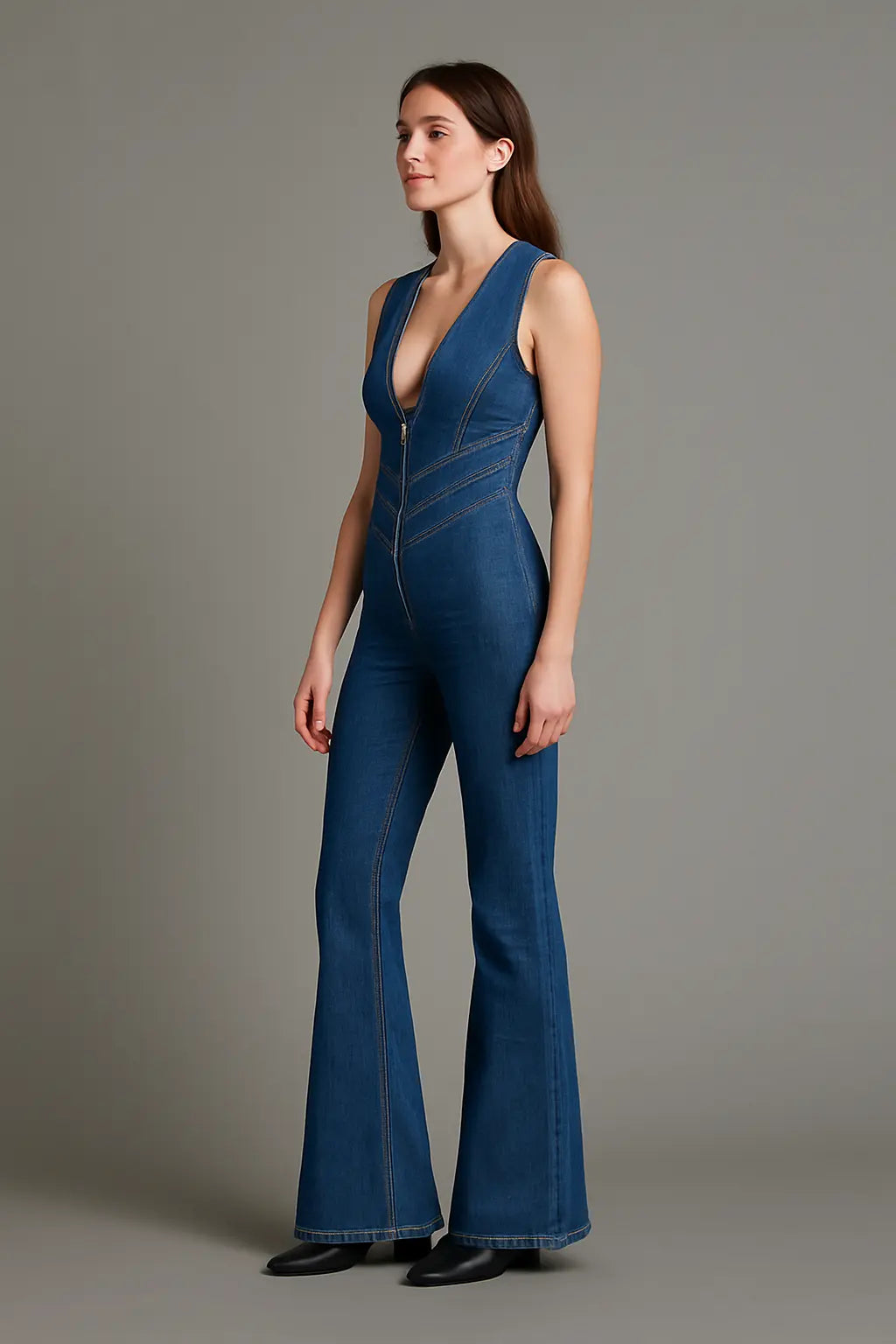 Brooke Dames Denim Jumpsuit Met Rits VIQA© NEDERLAND