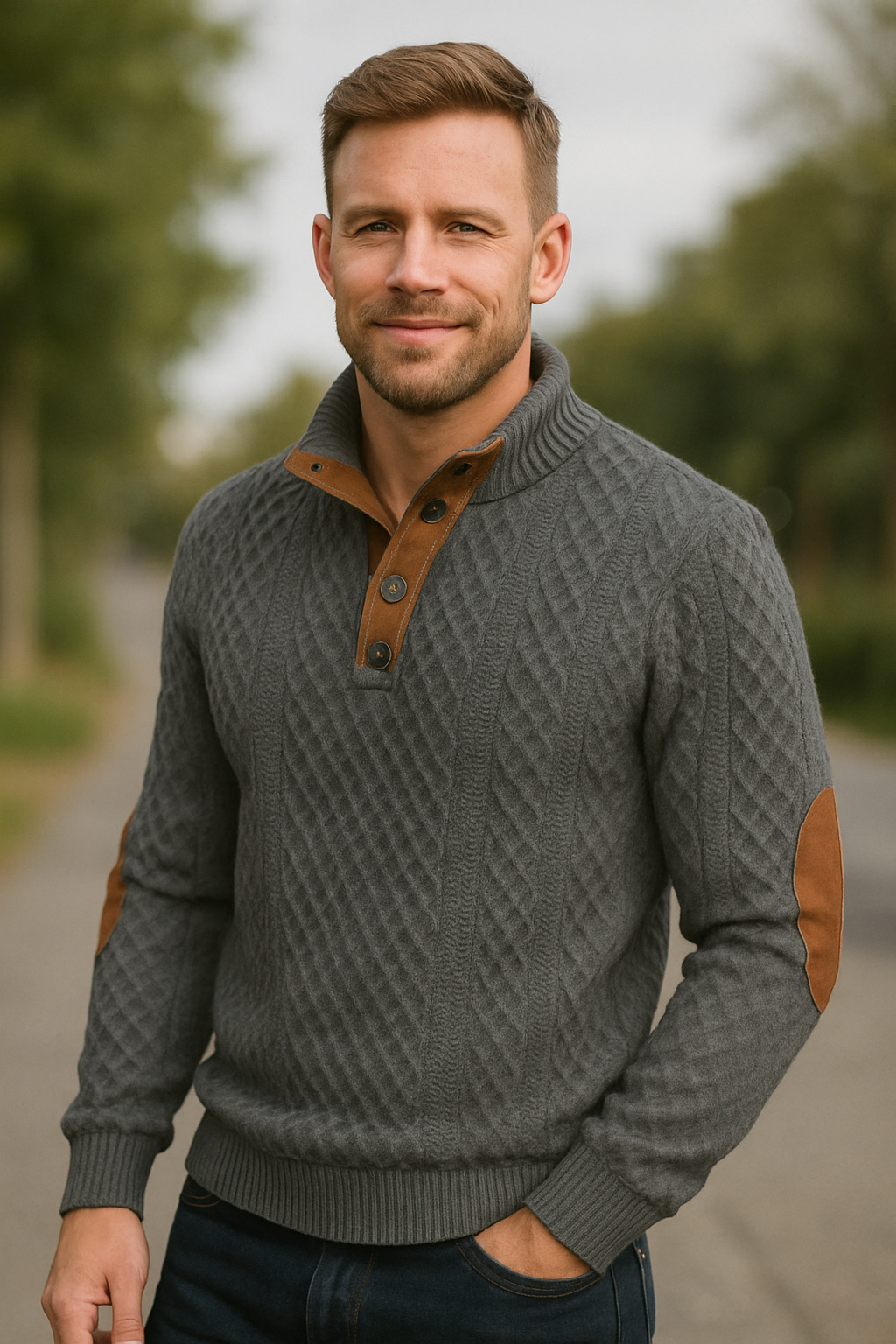 Gebreide Heren Trui Met Lange Mouwen En Staande Kraag, Casual Zakelijke Pullover | VIQA VIQA© NEDERLAND