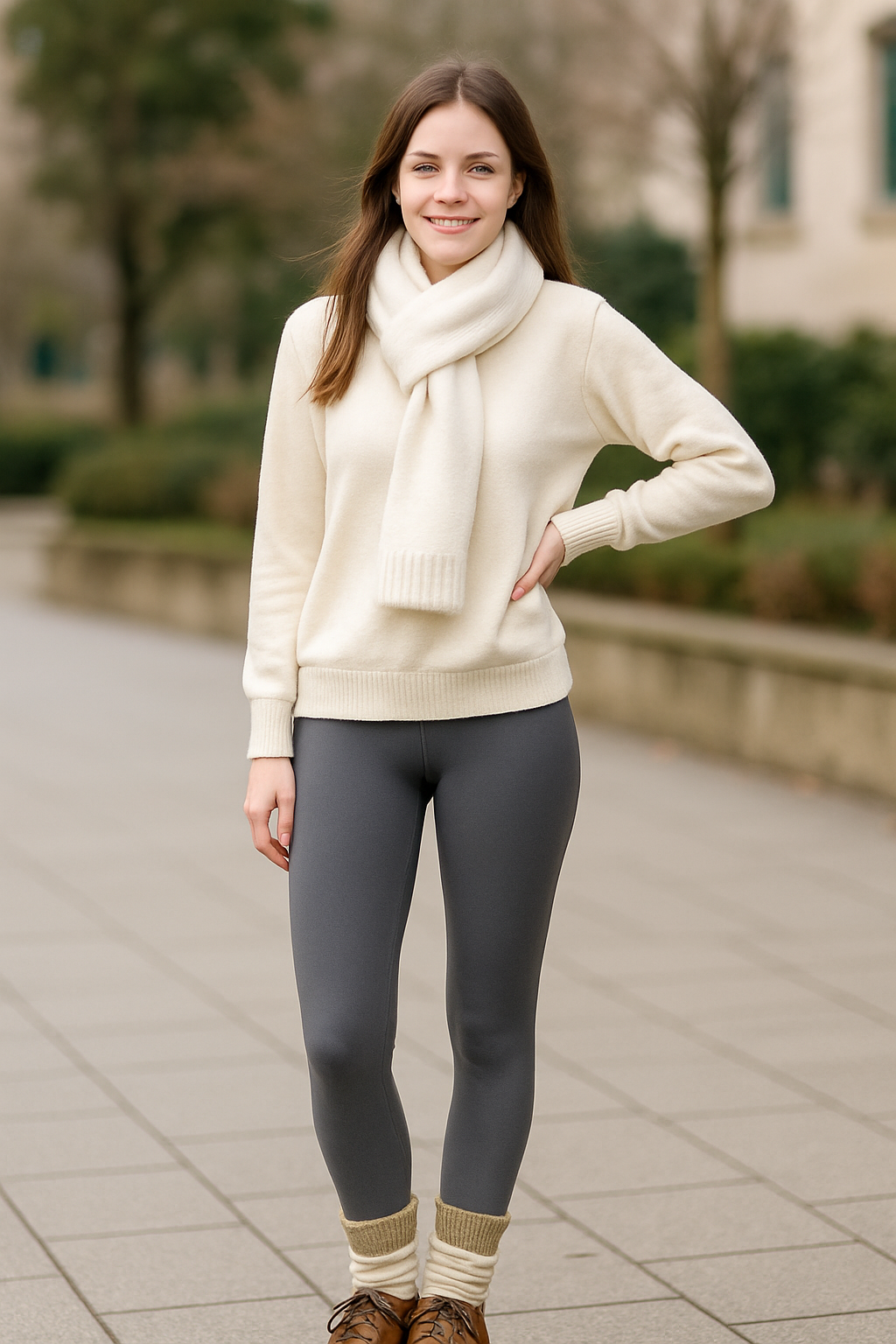 Dames Fleece Gevoerde Legging, Dikke Warme Haaienhuidmotief Konijnenfleece Herfst En Winter Casual Panty | VIQA VIQA© NEDERLAND