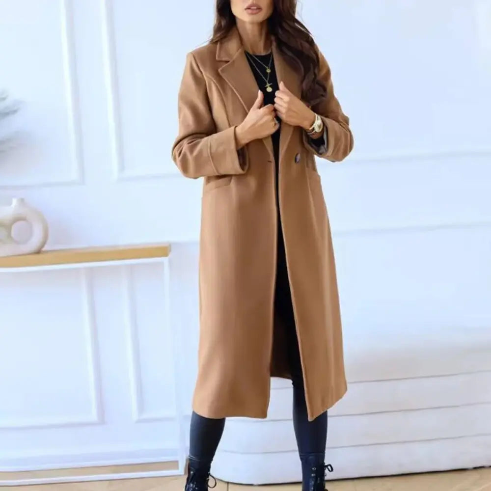 Elegante Slanke Lange Jas Voor Dames VIQA© NEDERLANDKhaki-XXL