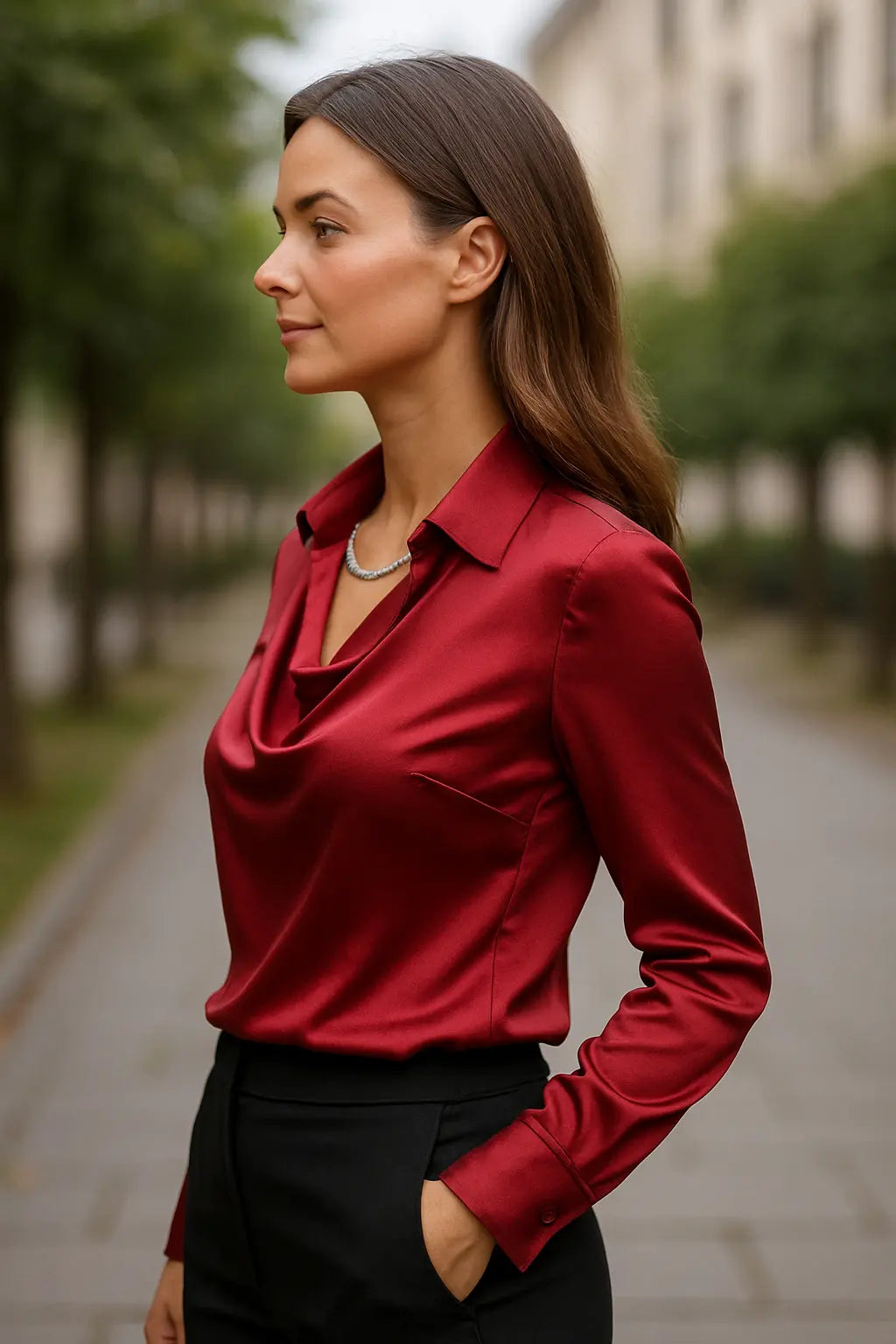 Elegante Lange Mouw Blouse, Effen Kleur Bloemenprint Zomer Kantoor Chic Shirt | VIQA VIQA© NEDERLAND