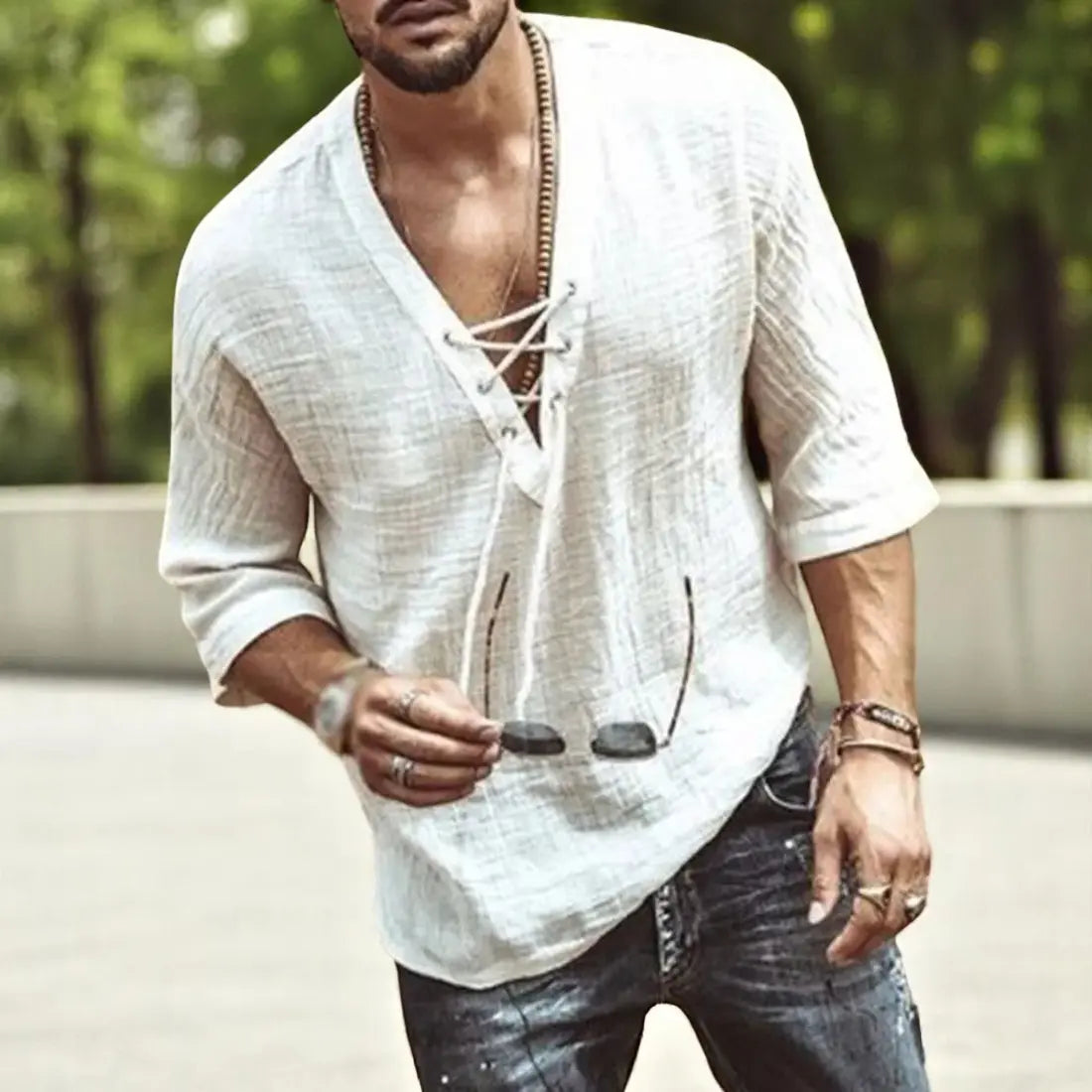 Heren Comfortabele Zomer Katoenen Blouse VIQA© NEDERLAND