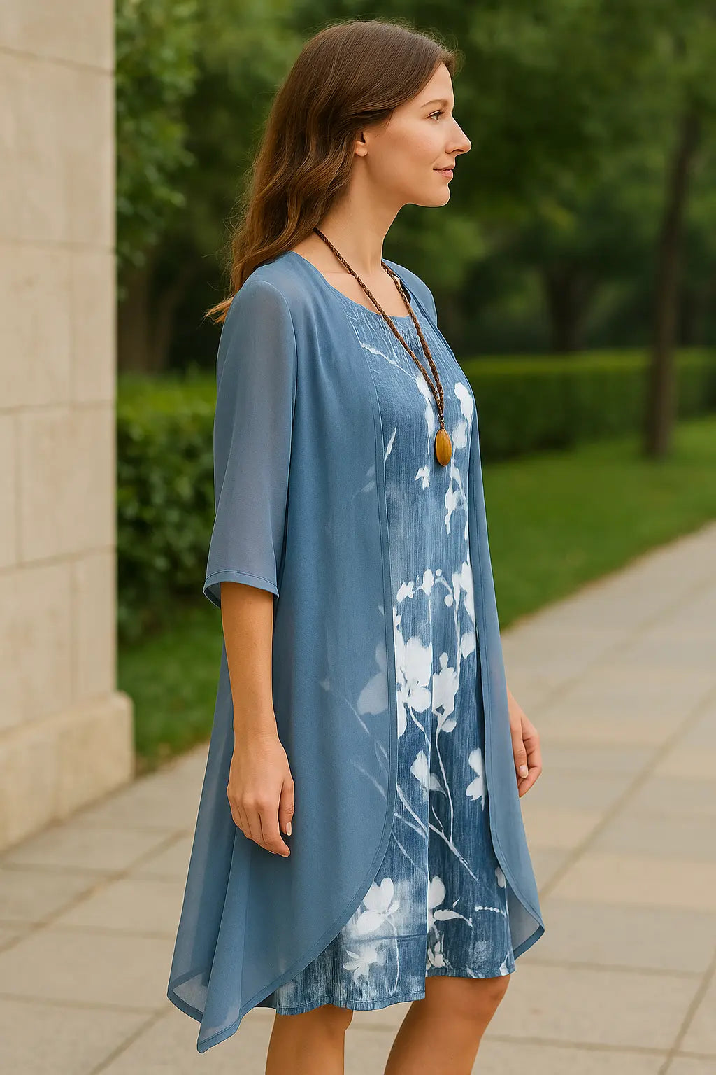 Dames Tweedelige Zomer Set, Losse Pasvorm Gedrukte Midi Jurk Met Lange Mouwen, Multikleur Outfit | VIQA VIQA© NEDERLAND